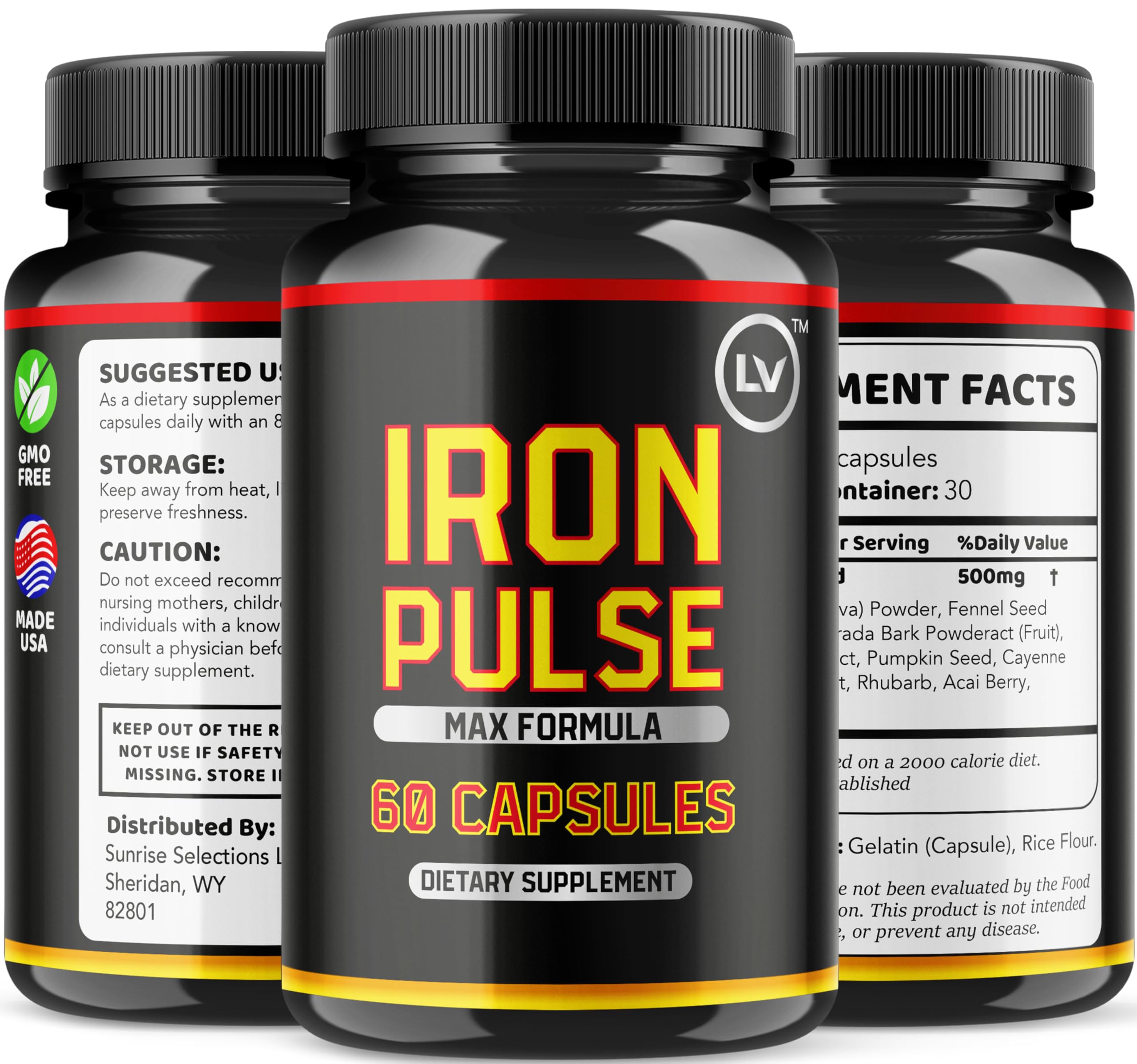 (2 Pack) IronPulse Capsules – Max Formula & Support Pills | 120 Capsules