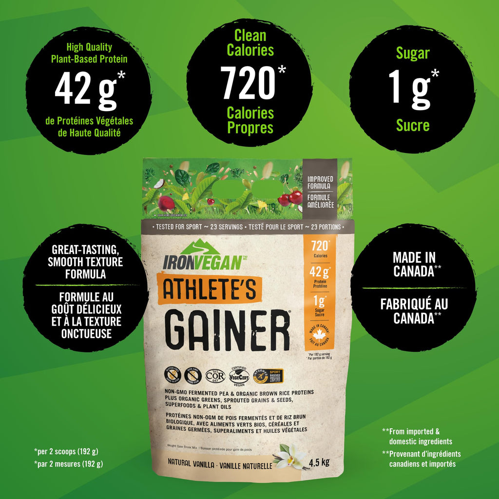 IRONVEGAN Athlete's GAINER Vanilla – 10 lb Plant-Based High-Calorie Gainer