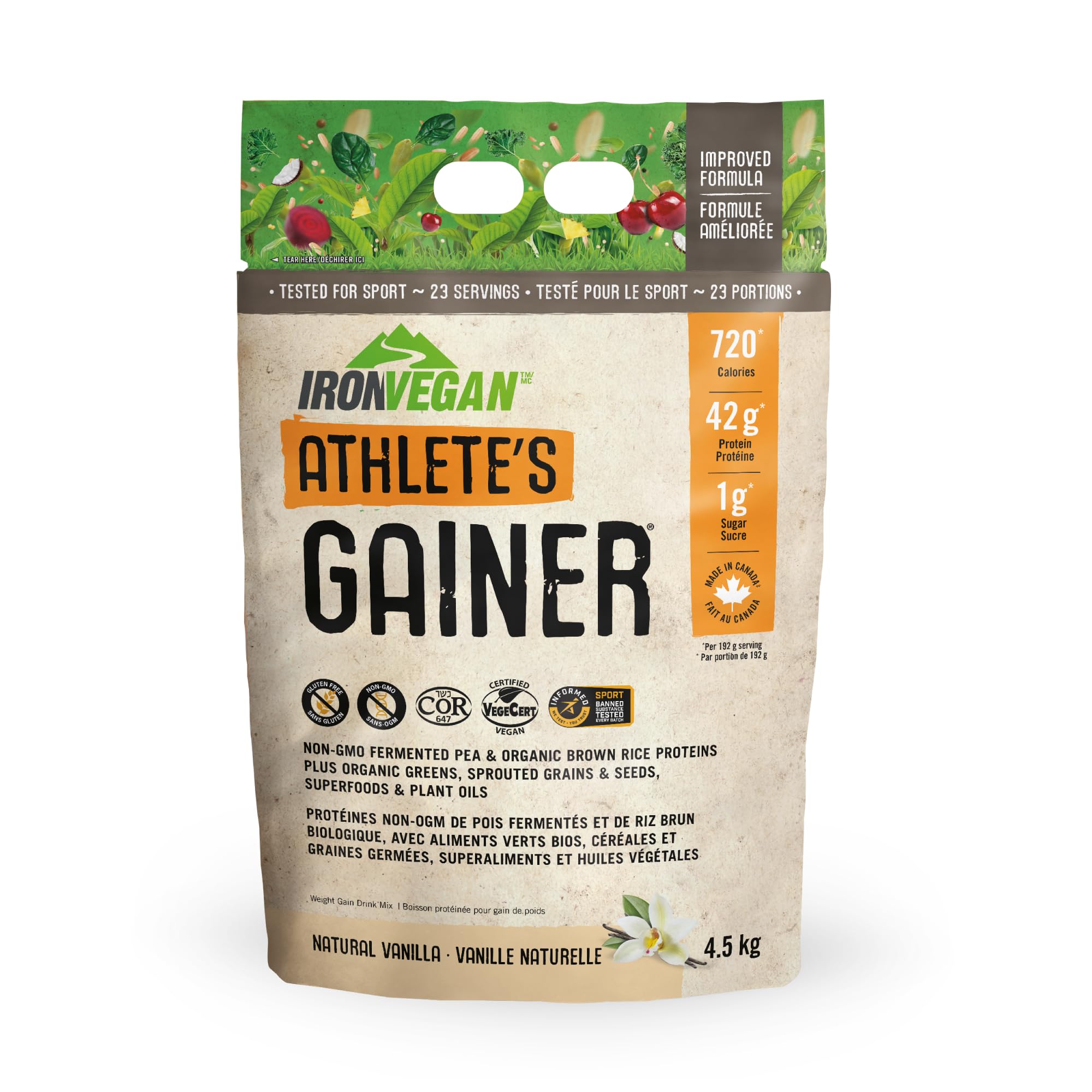 IRONVEGAN Athlete's GAINER Vanilla – 10 lb Plant-Based High-Calorie Gainer