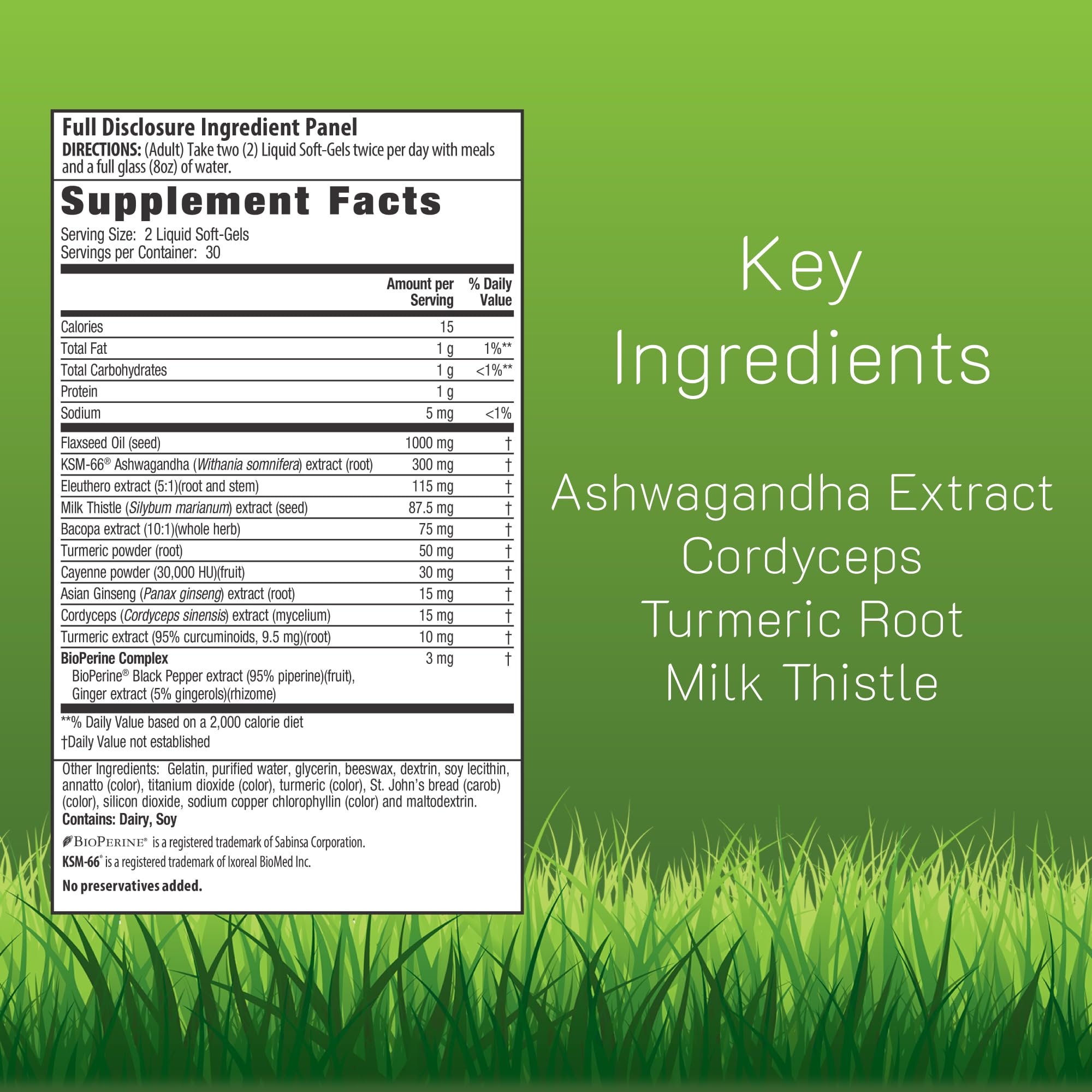 Irwin Naturals Extra Strength Ashwagandha - 60 Liquid Soft-Gels | Turmeric & Milk Thistle
