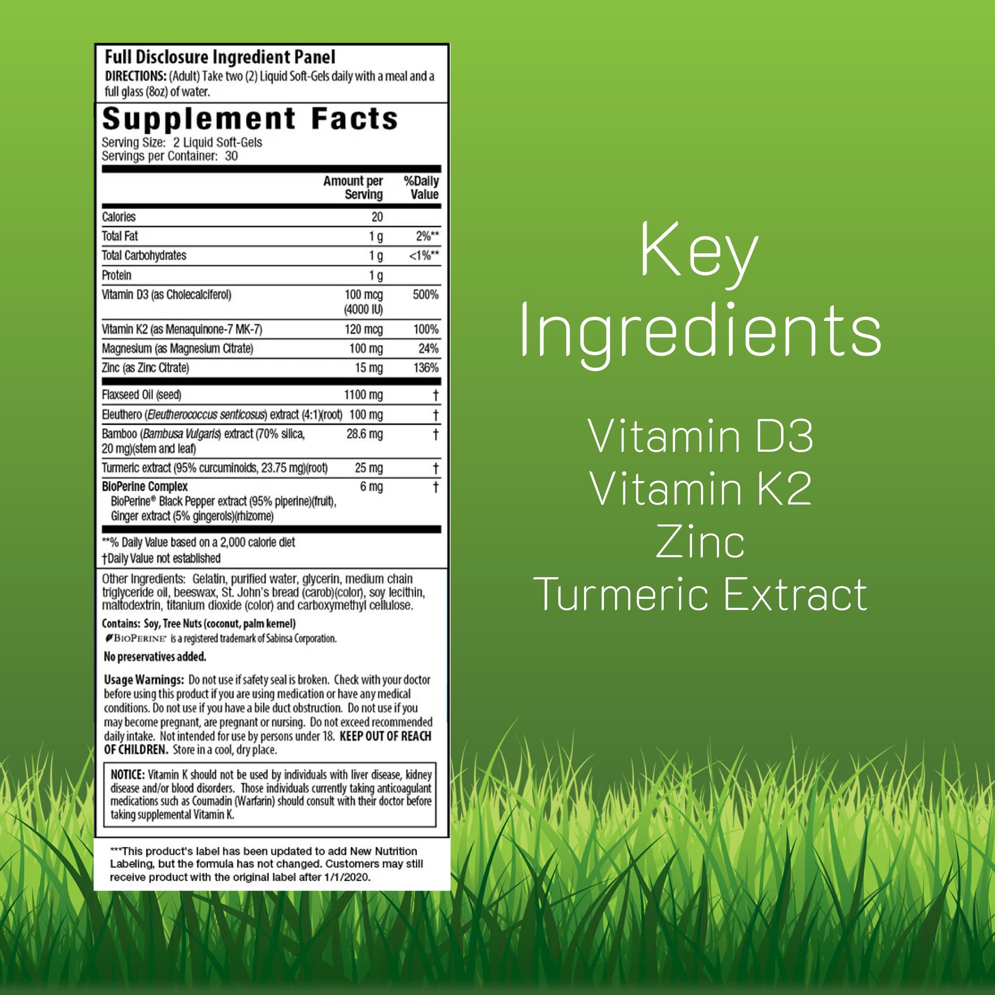 Irwin Naturals High Potency D3 & K2 + Turmeric - 60 Liquid Softgels