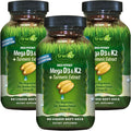 Irwin Naturals High Potency Mega D3 & K2 + Turmeric Extract – 60 Liquid Soft-Gels (Pack of 3) | 90 Total Servings
