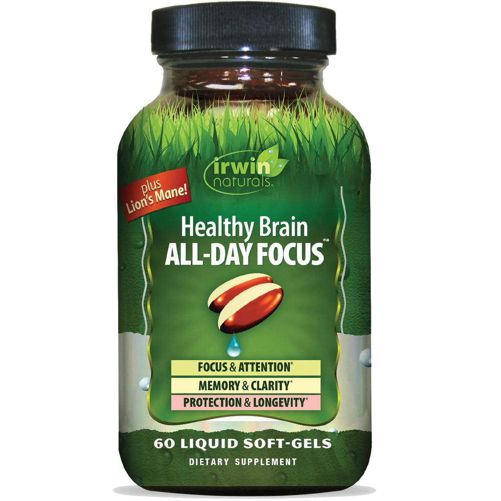 Irwin Naturals Healthy Brain All-Day Focus – 60 Liquid Soft-Gels – 30 Servings