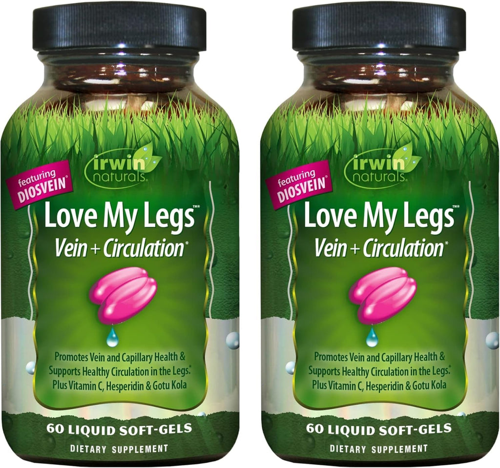 Irwin Naturals Love My Legs - 60 Soft-Gels (Pack of 2) for Leg Vein Health & Circulation