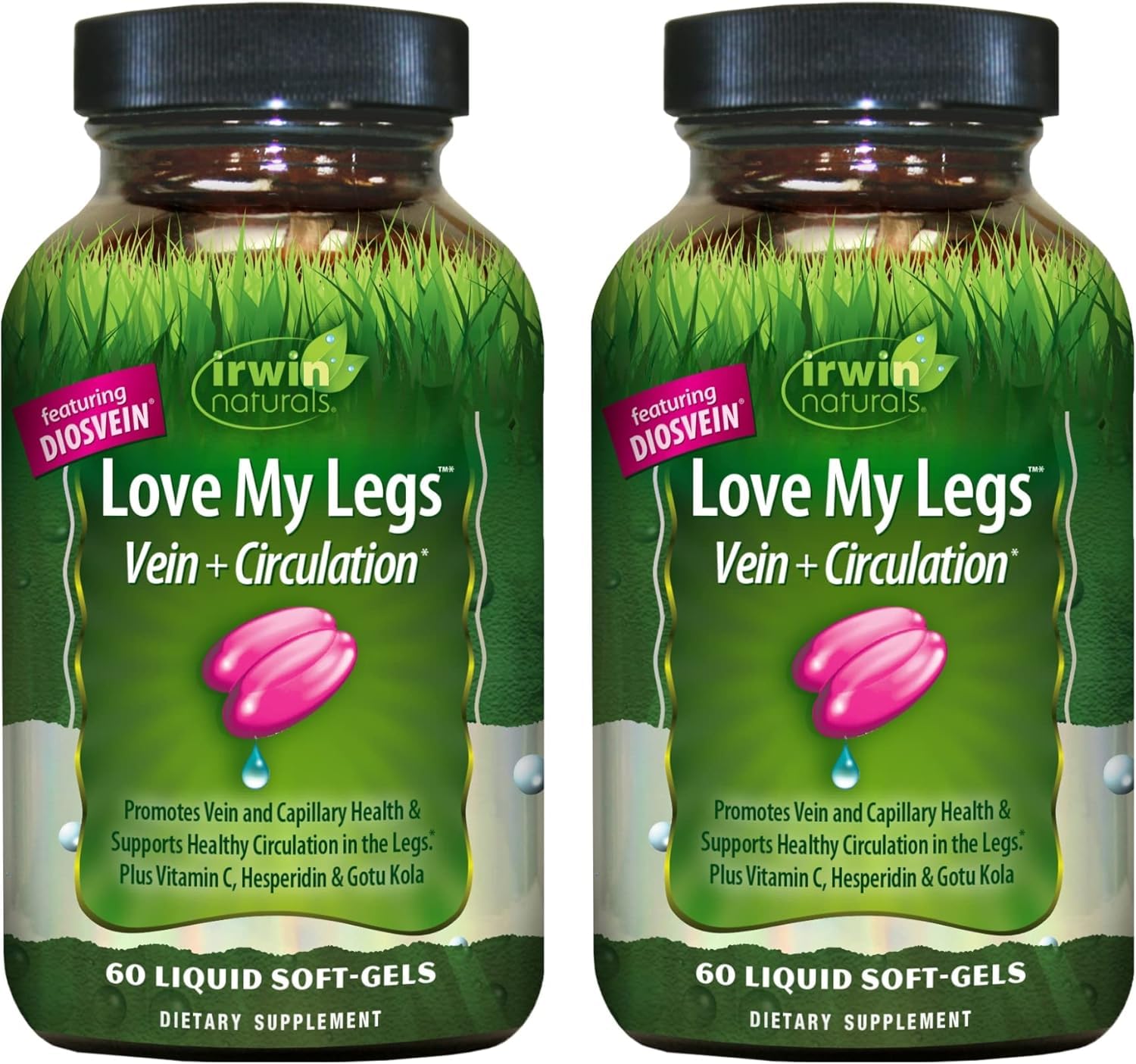 Irwin Naturals Love My Legs - 60 Soft-Gels (Pack of 2) for Leg Vein Health & Circulation