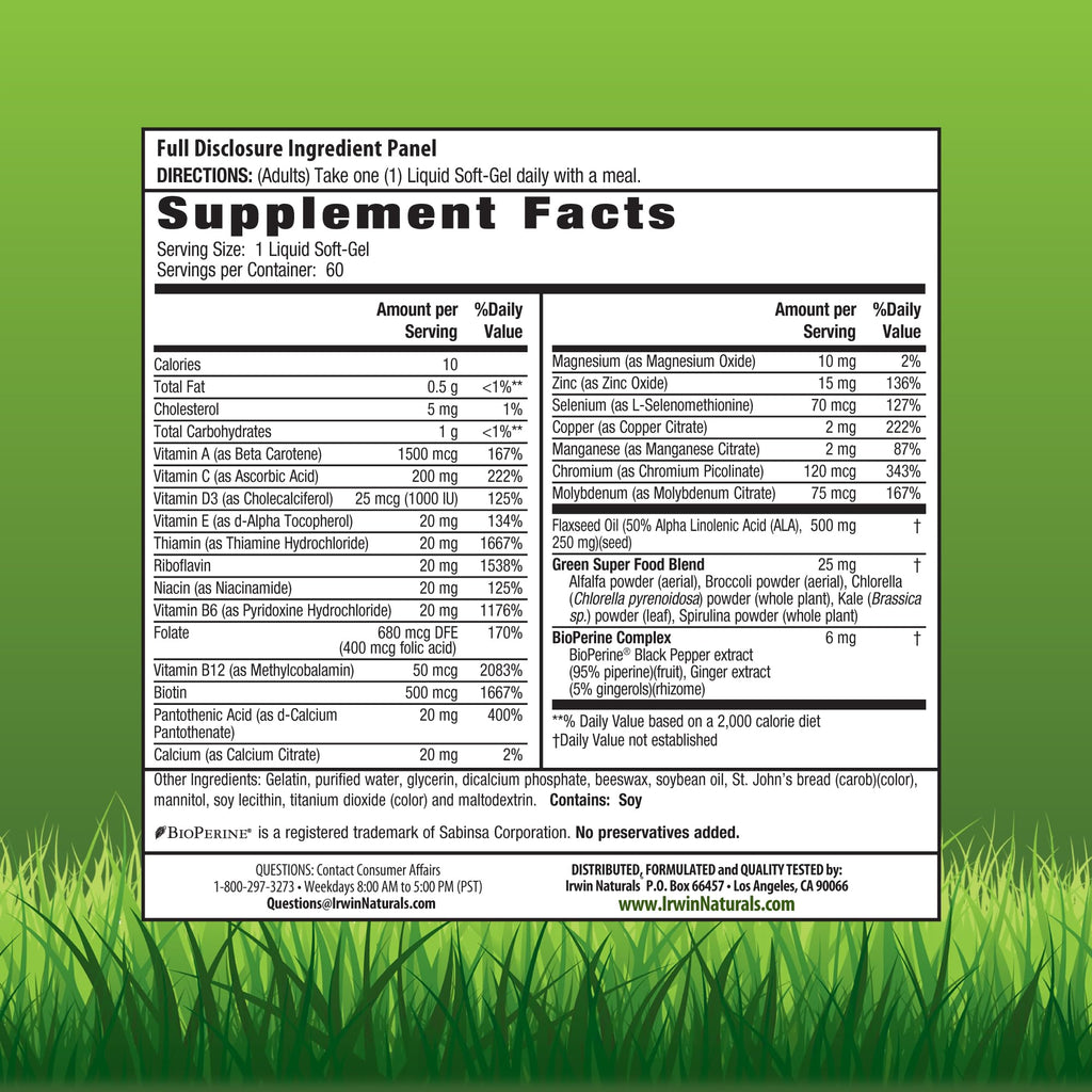Irwin Naturals Only One Liquid-Gel Multi — No Iron Daily Multivitamin | 60 Softgels