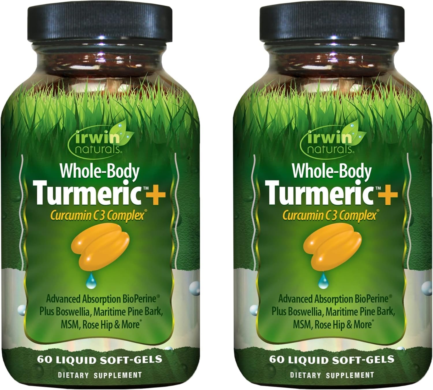 Irwin Naturals Whole Body Turmeric + Curcumin C3 Complex – 60 Liquid Soft-Gels (Pack of 2)