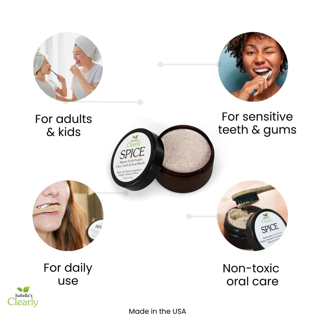 Isabella’s Clearly Spice Remineralizing Tooth Powder – Fluoride-Free Whitening