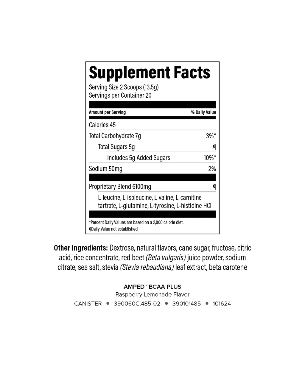 Isagenix AMPED BCAA Plus Raspberry Lemonade – Fat-Burning & Endurance (9.5 oz, 20 Servings)