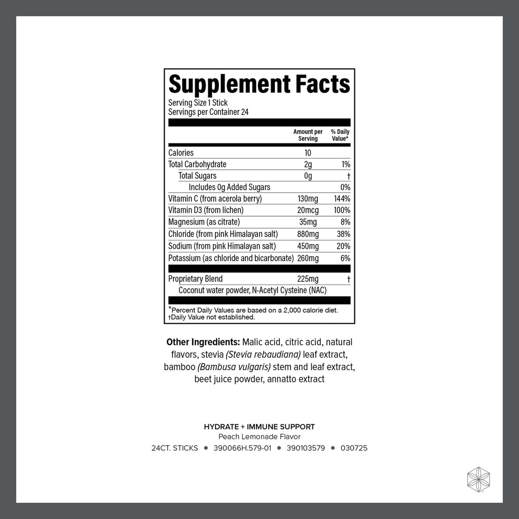 Isagenix Hydrate + Immune Support — Peach Lemonade Electrolyte Drink