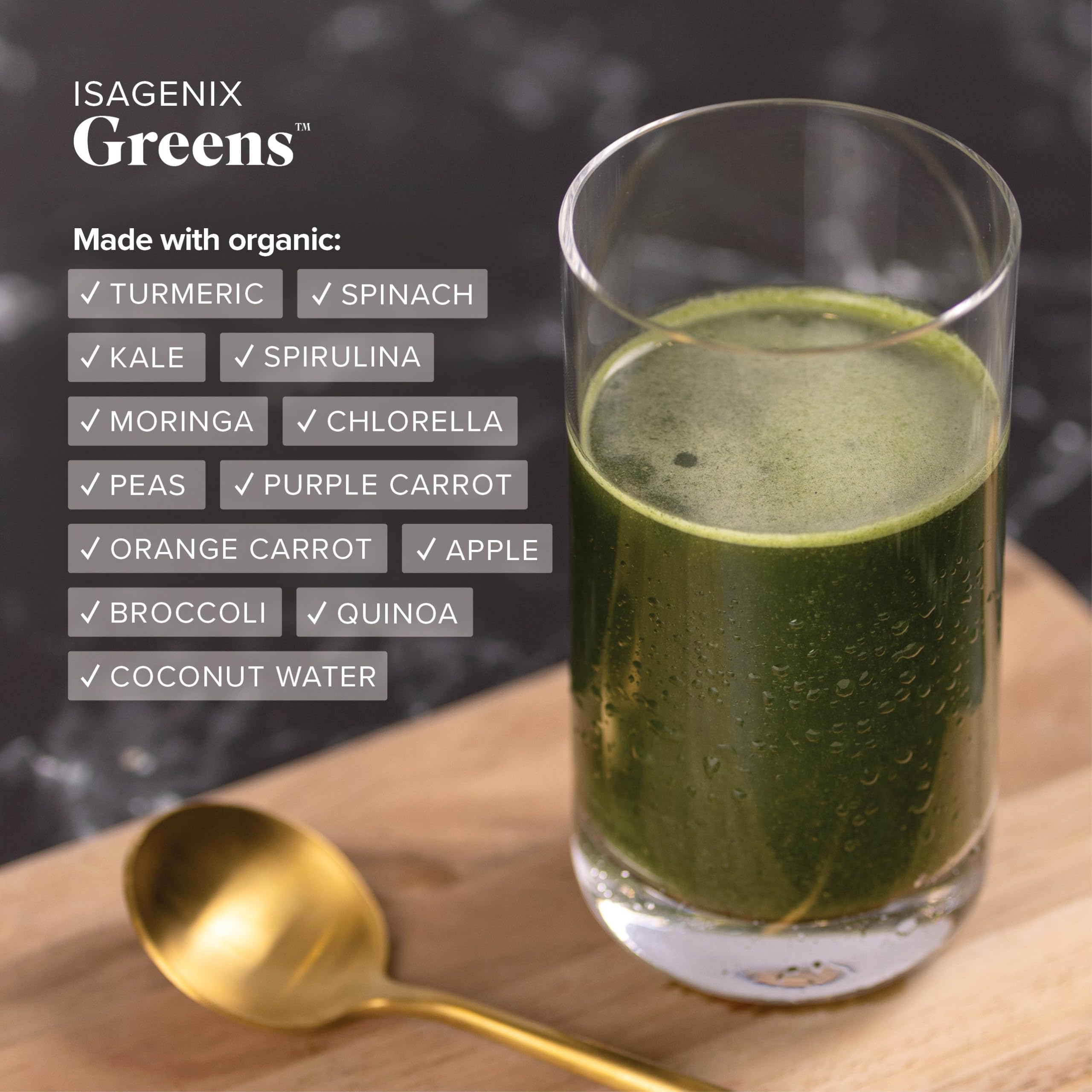 Isagenix Moringa Greens - Green Drink Powder with Antioxidants (Non-GMO, 10.6 oz, 30 Servings)