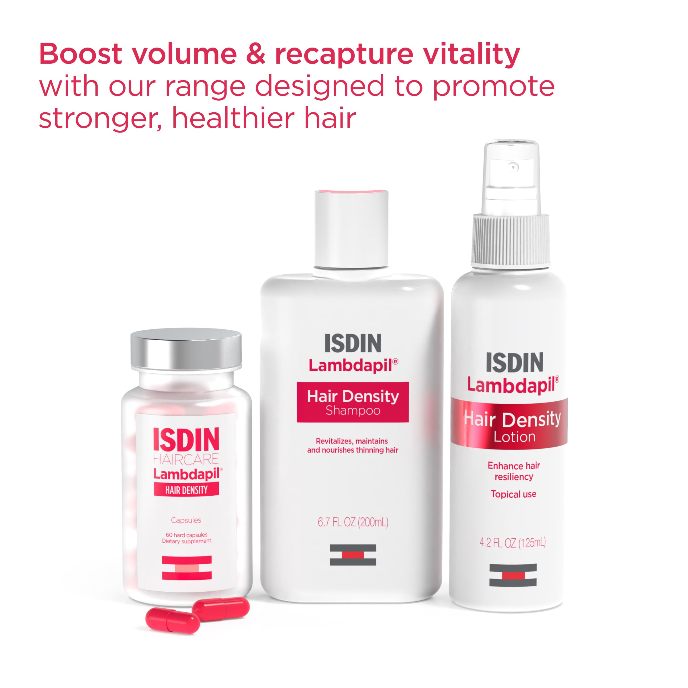 ISDIN Lambdapil Hair Density Capsules | Hair-Thickening Vitamins, 120 Caps (2-Month Supply)