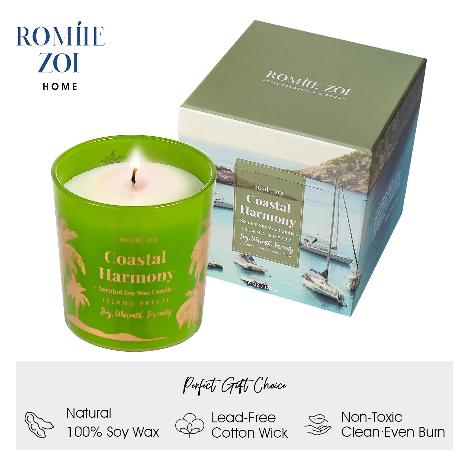 ROMIIE ZOI Island Breeze Candle - Coastal Harmony (6oz Soy Wax)