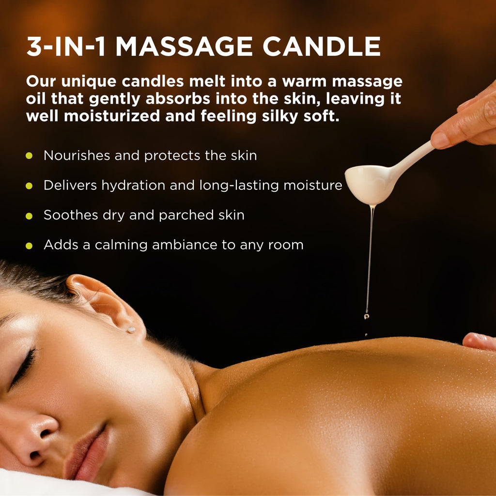3-in-1 Massage Candle Isle of You Scent 6 oz – Massage Oil & Moisturizer, Coconut, Apricot & Soybean Oil | Vegan & Cruelty-Free