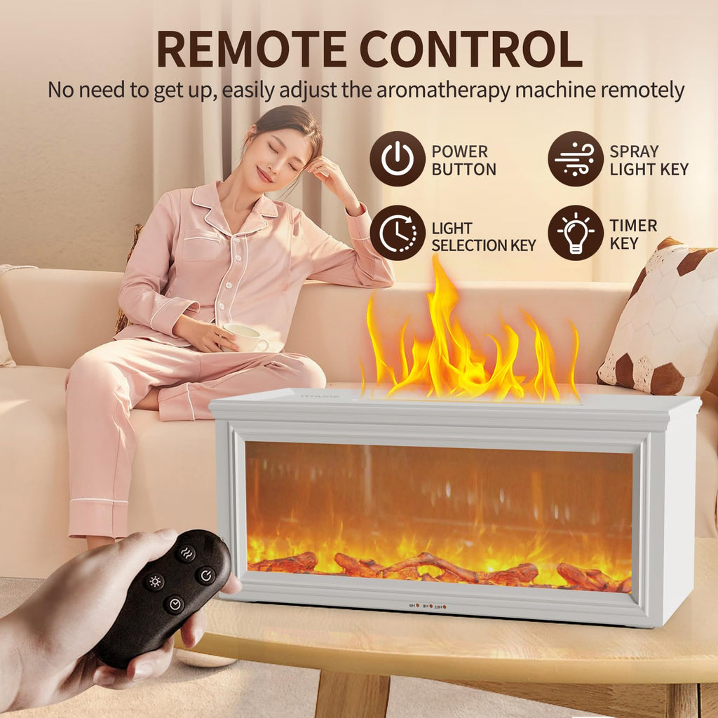 ITHUGE Fireplace Flame Aromatherapy Diffuser - 7 Colors, 280ml, HY-05W