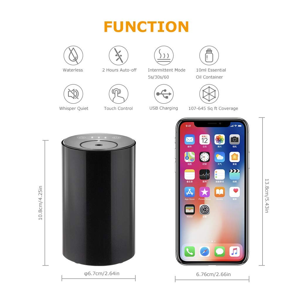 ITHUGE Waterless Diffuser E200W - Portable Battery-Powered Oil Diffuser
