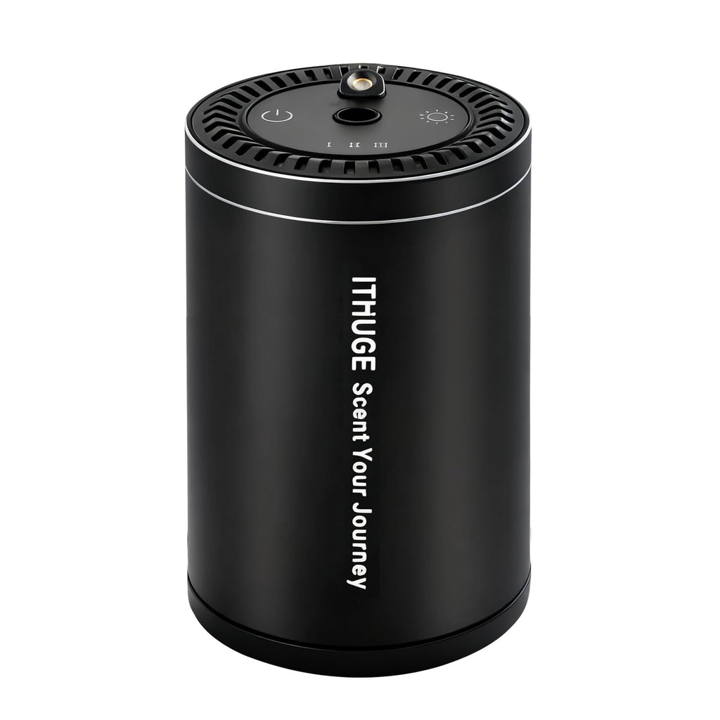 ITHUGE Waterless Smart Car Aroma Diffuser – Starry Sky Projection, 7-Color Ambient Light, Auto On/Off (Black, M308)