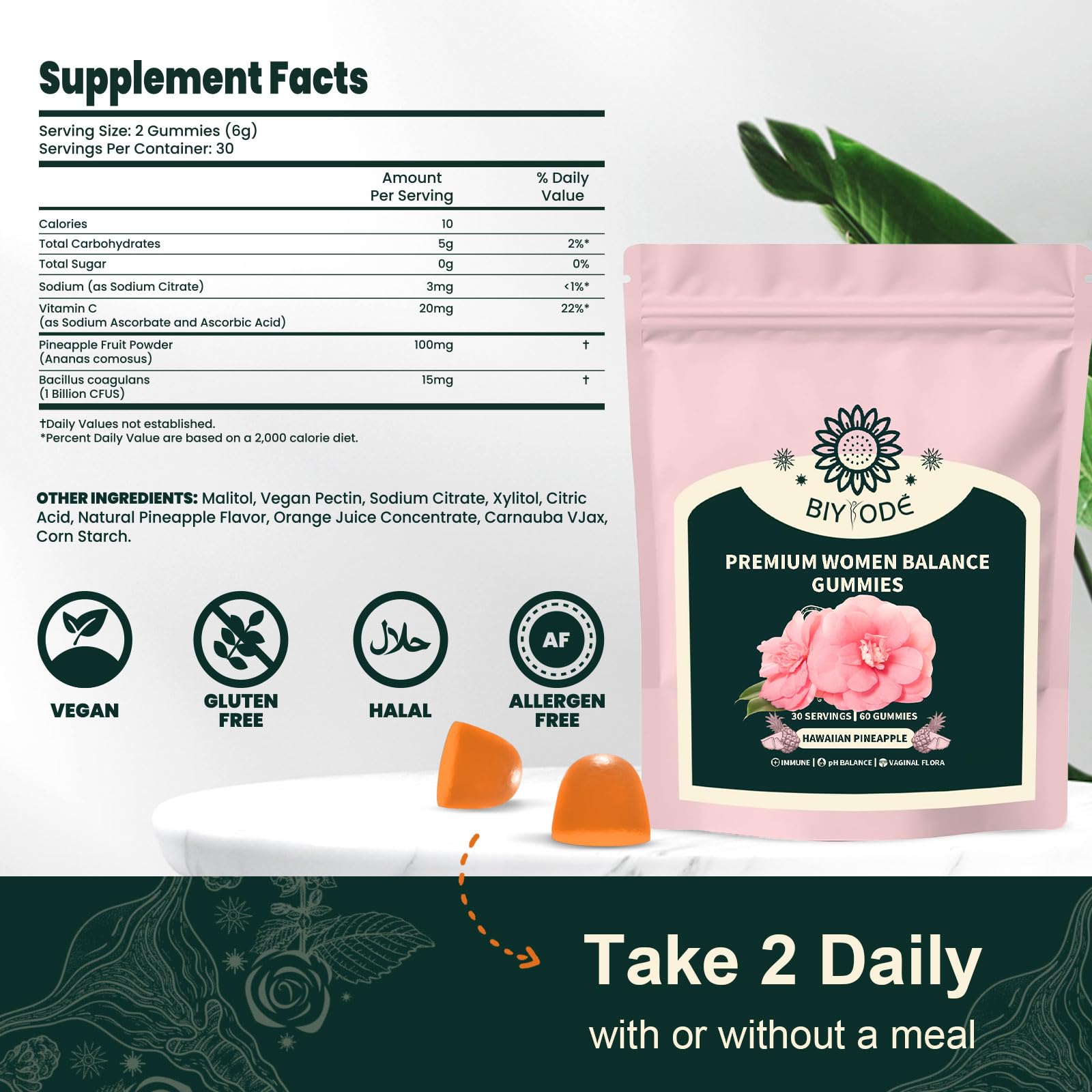 Itiban Women's Balance Gummies – Pineapple Probiotics, Immune Support, Vegan & Gluten-Free