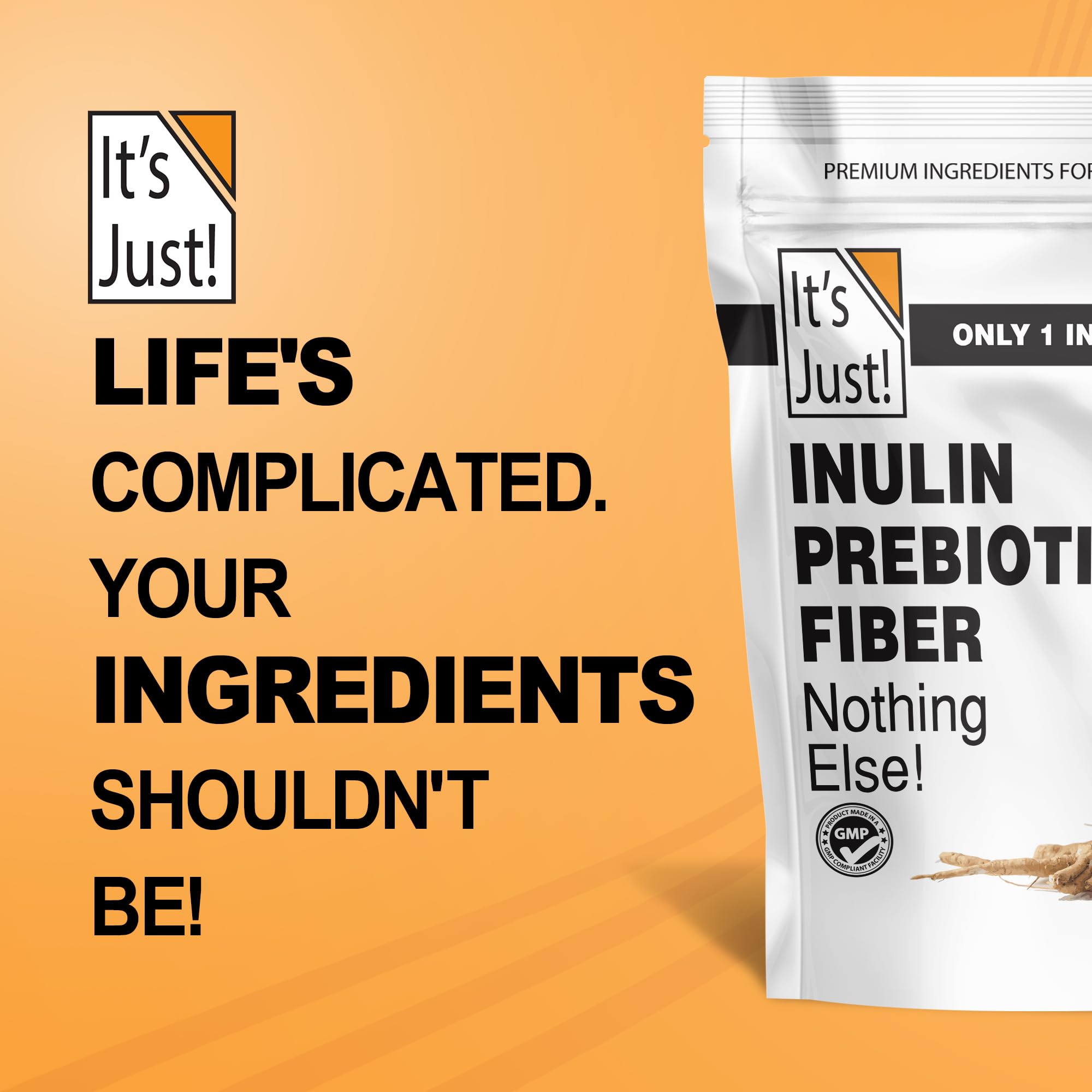 It's Just! Inulin Prebiotic Fiber Sweetener — Natural Chicory Root Powder, 4 lb (Belgium Product)