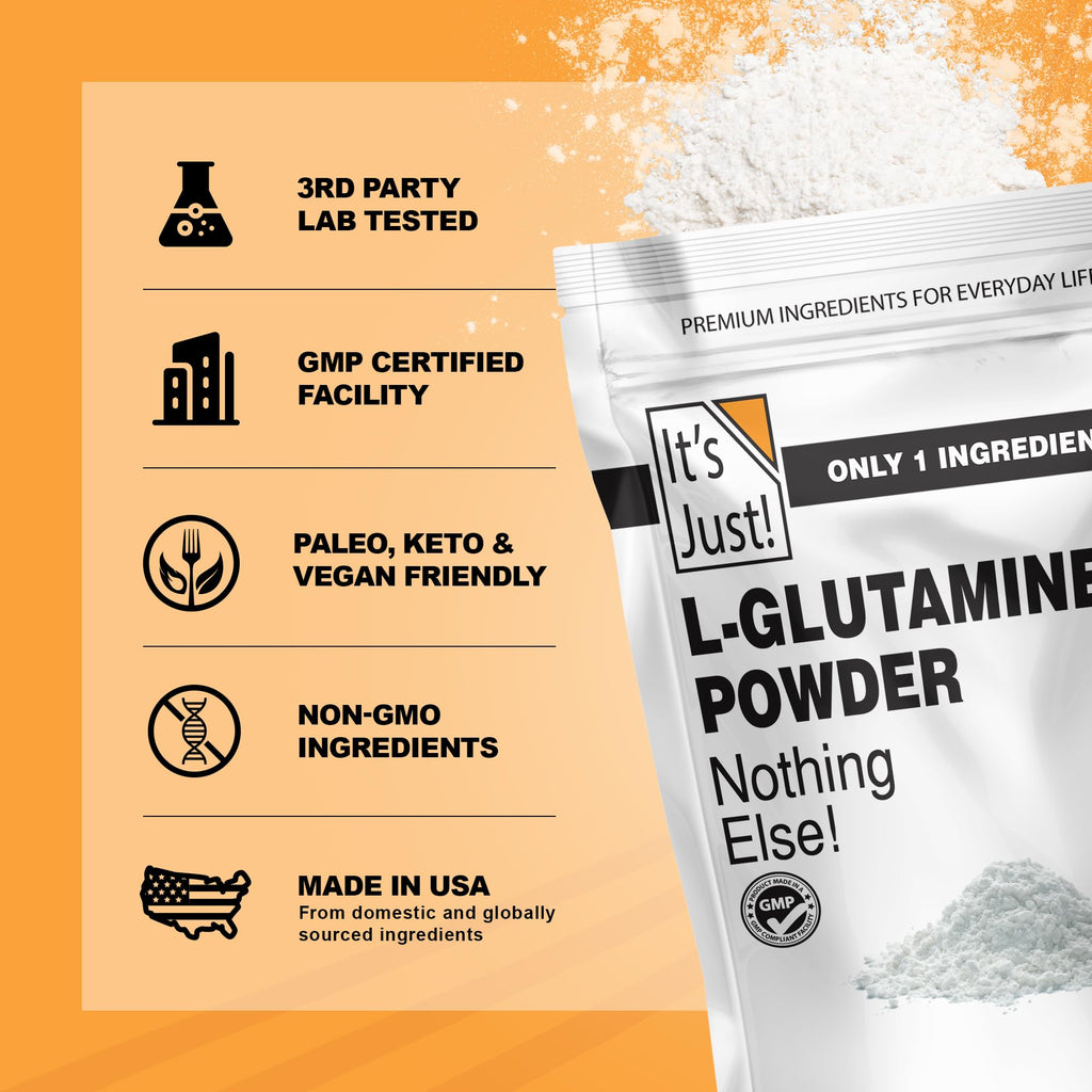 It's Just! L-Glutamine Powder - Unflavored, 500 g | 100 Servings, Digestive Support & Muscle Recovery