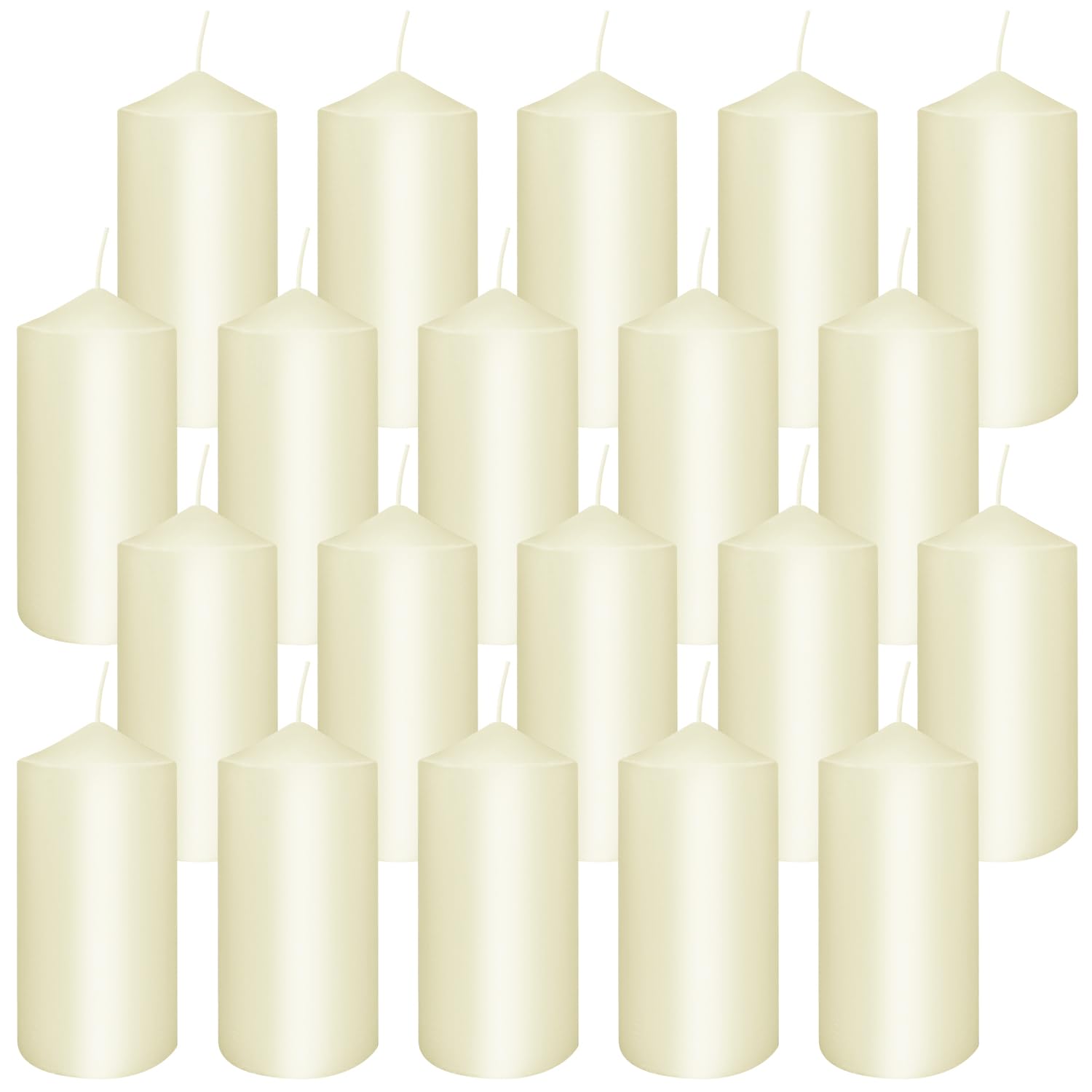 Set of 20 Ivory Pillar Candles - Dripless & Smokeless 2 x 4 in Pillar Candles for Parties Weddings Spa Home Décor