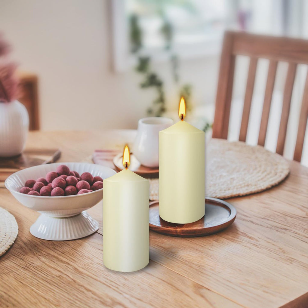Set of 20 Ivory Pillar Candles - Dripless & Smokeless 2 x 4 in Pillar Candles for Parties Weddings Spa Home Décor