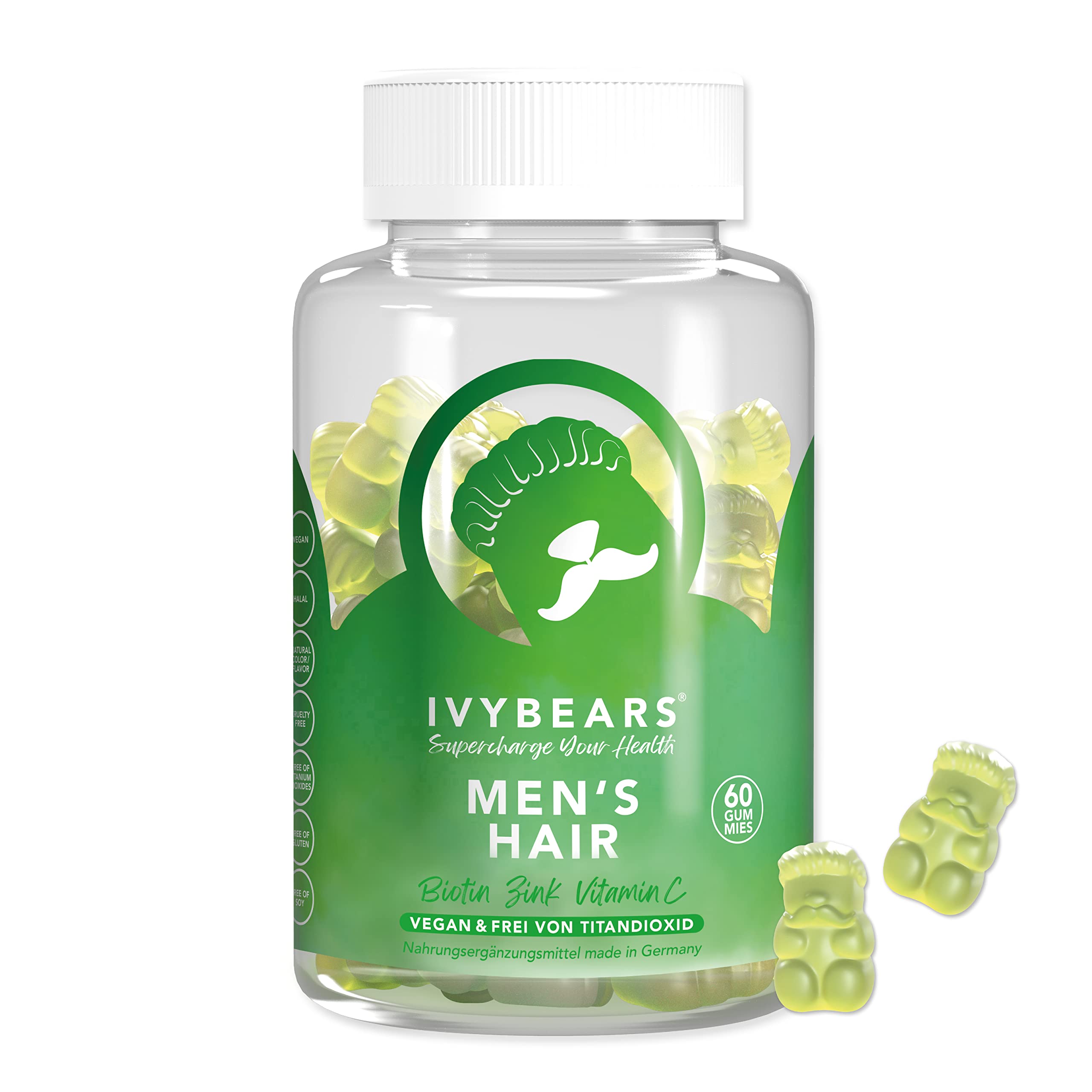 IvyBears Men’s Hair Vitamin Gummies – Anti-Hair-Loss & Anti-Shedding | Vegan Hair Growth