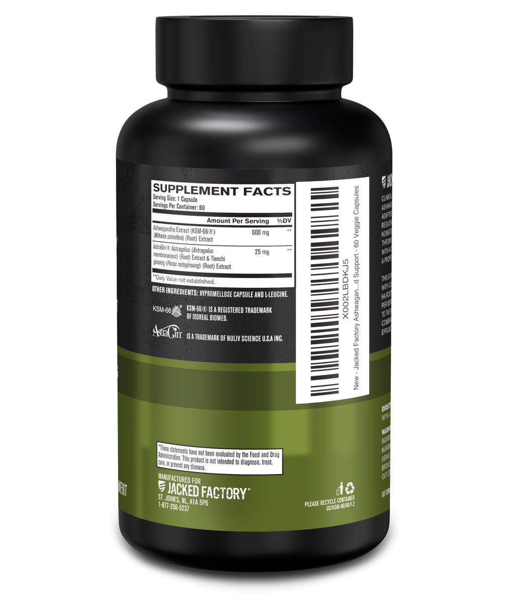 Jacked Factory KSM-66 Ashwagandha Root Extract - 60 Veggie Capsules | 5% Withanolides