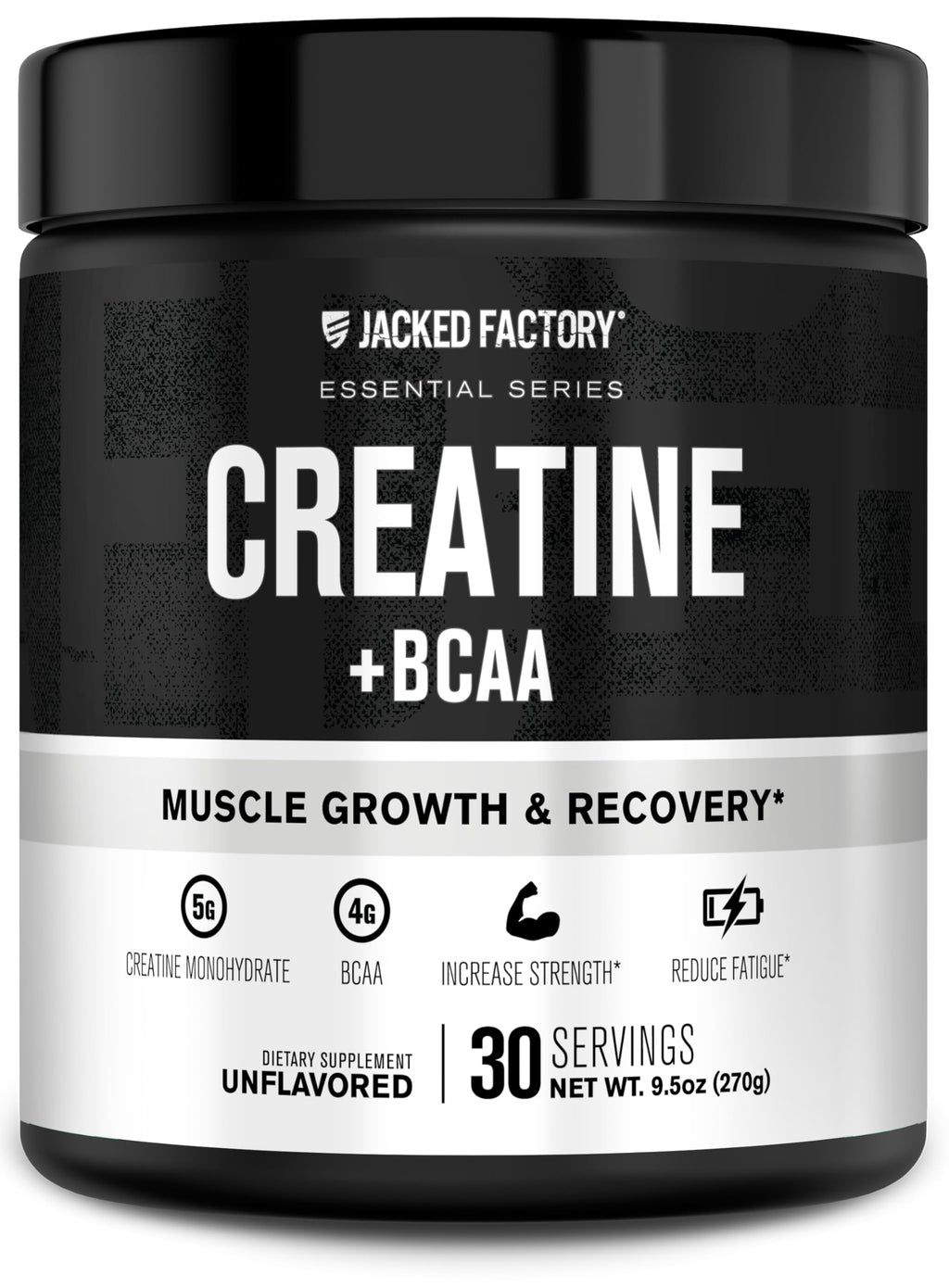 Jacked Factory Creatine + BCAAs – Creatine Monohydrate + BCAA Powder (30 Servings, Unflavored)