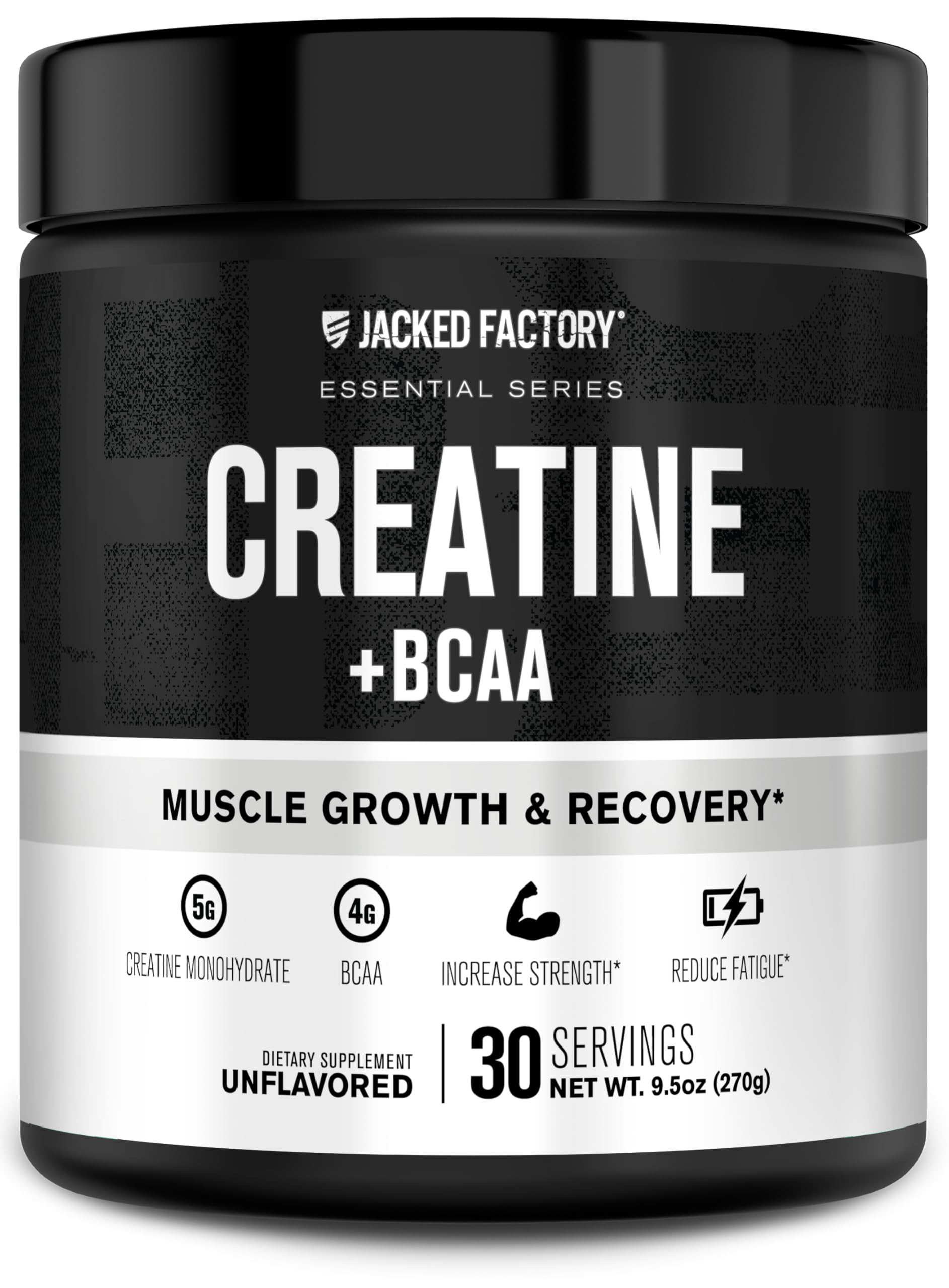 Jacked Factory Creatine + BCAAs – Creatine Monohydrate + BCAA Powder (30 Servings, Unflavored)