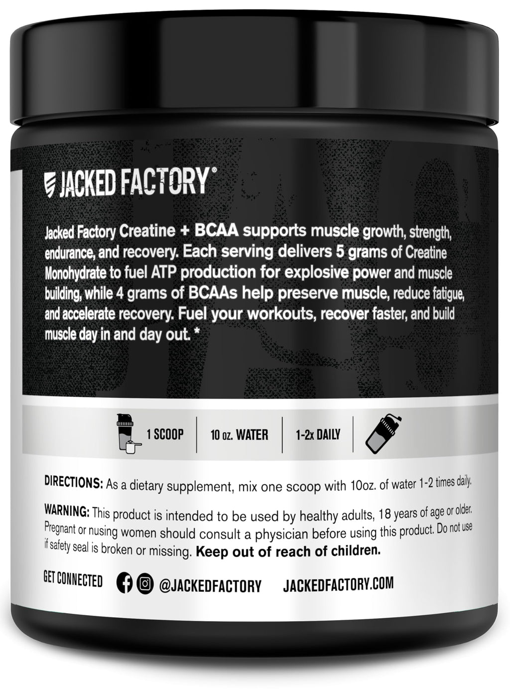 Jacked Factory Creatine + BCAAs – Creatine Monohydrate + BCAA Powder (30 Servings, Unflavored)