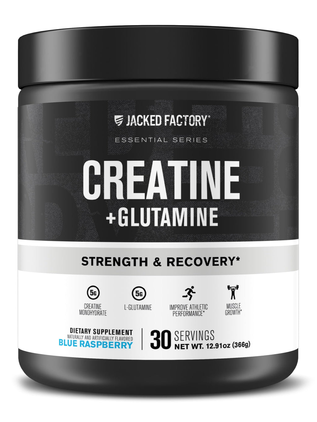 Jacked Factory Creatine + Glutamine – 30 Servings, Blue Raspberry | Muscle Recovery & Strength