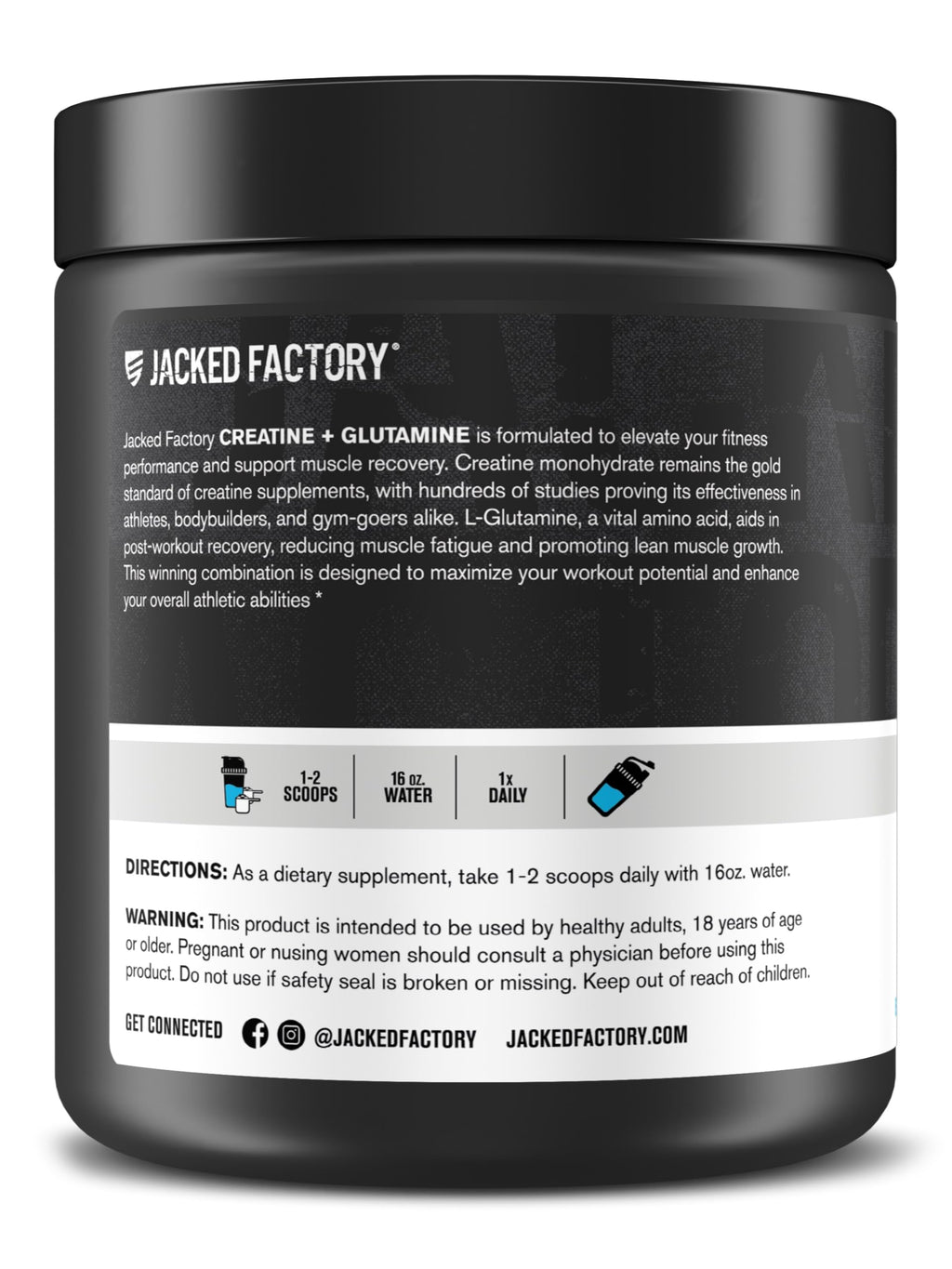 Jacked Factory Creatine + Glutamine – 30 Servings, Blue Raspberry | Muscle Recovery & Strength
