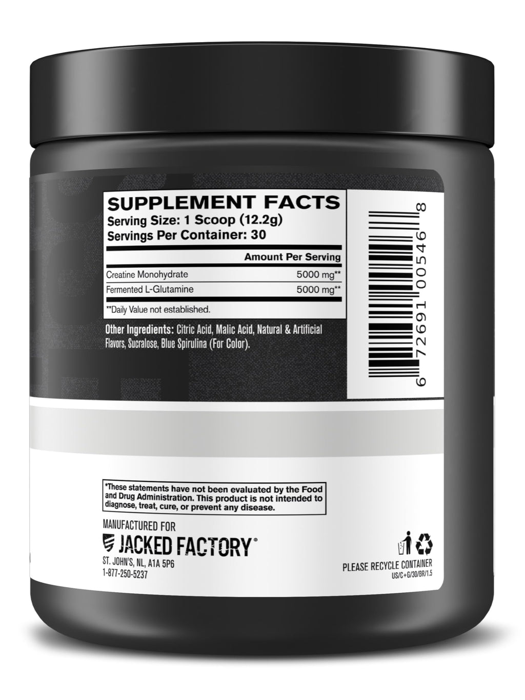 Jacked Factory Creatine + Glutamine – 30 Servings, Blue Raspberry | Muscle Recovery & Strength