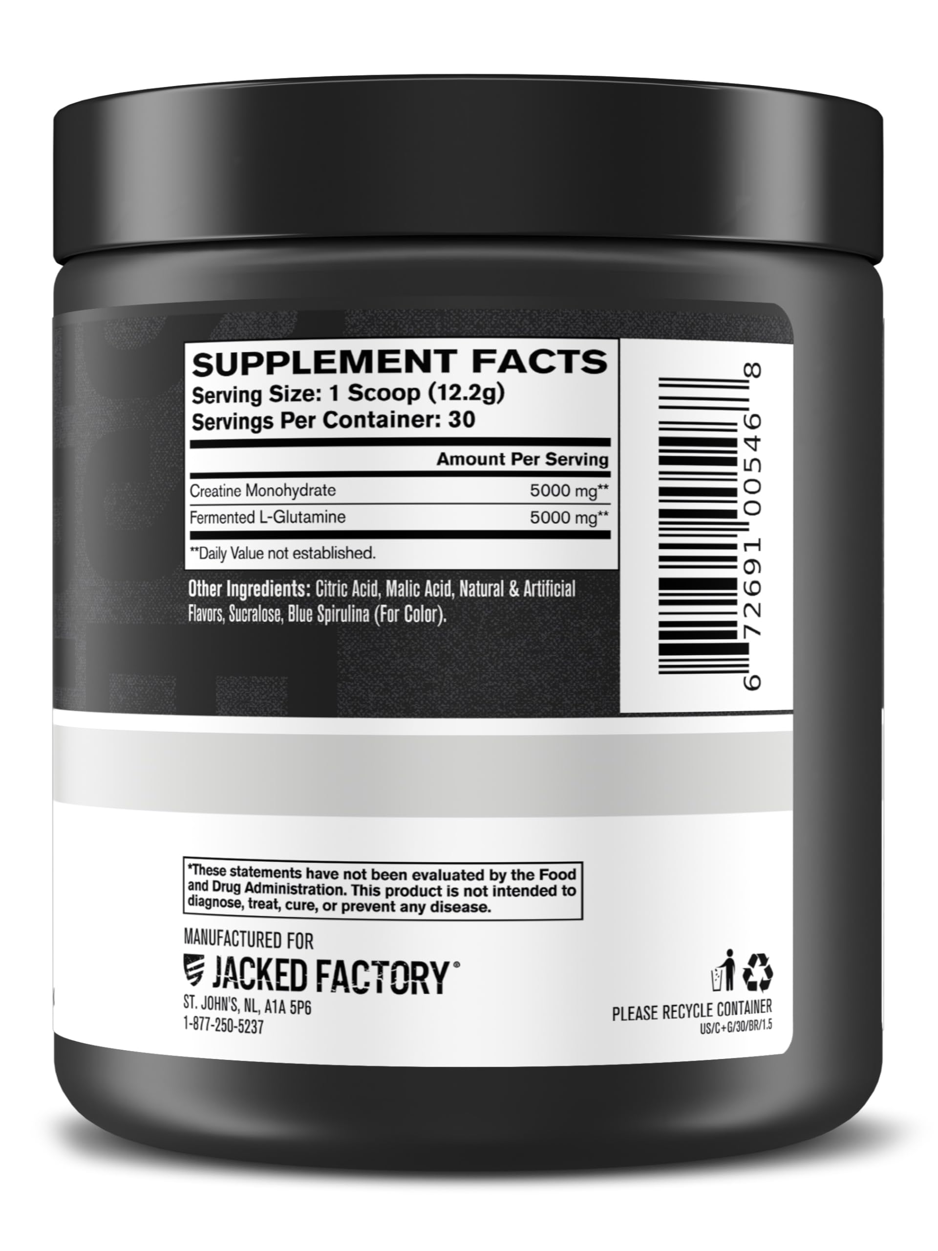 Jacked Factory Creatine + Glutamine – 30 Servings, Blue Raspberry | Muscle Recovery & Strength