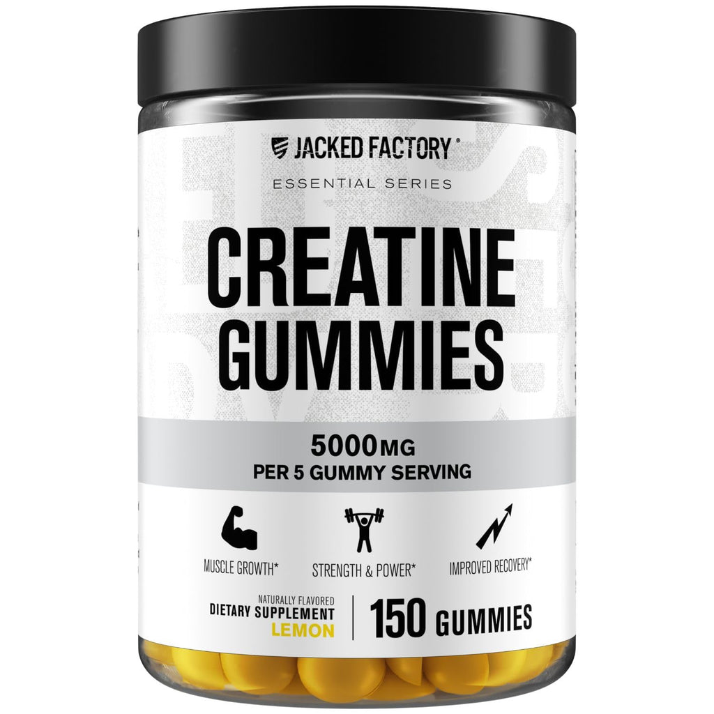 Jacked Factory Creatine Gummies – 5g Daily Dose, 150 Lemon Gummies