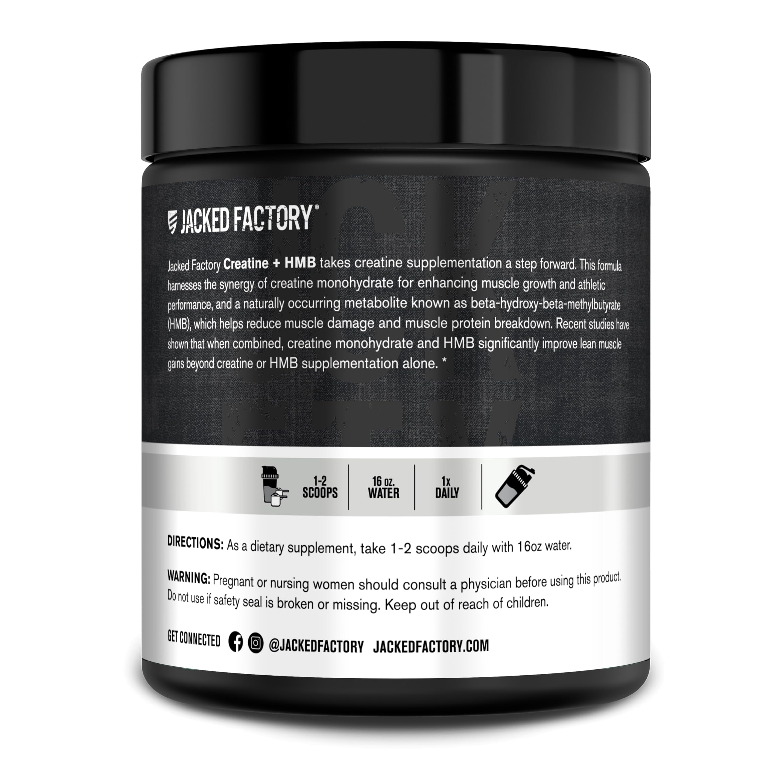 Jacked Factory Creatine Monohydrate + HMB Powder – Unflavored, 30 Servings