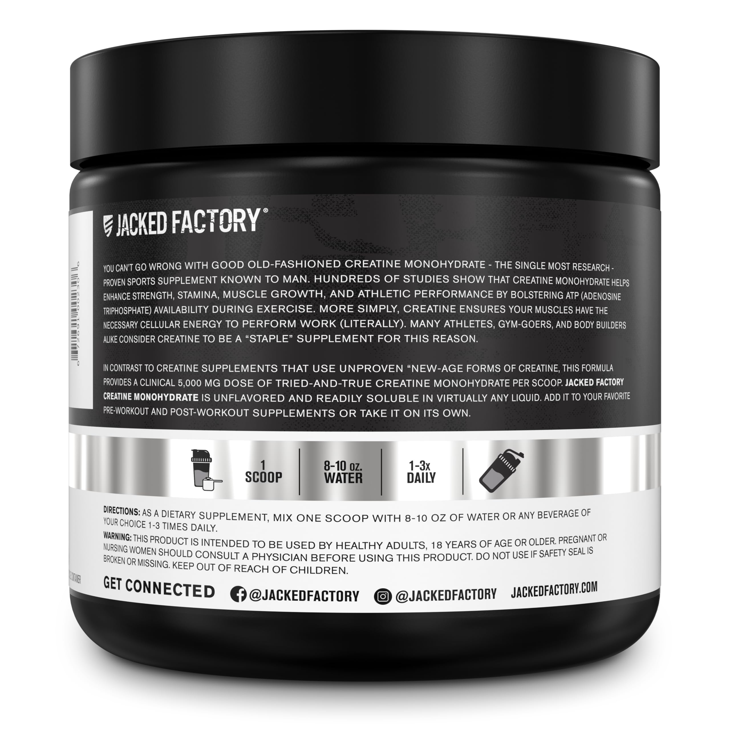 Jacked Factory Creatine Monohydrate Powder 150g – 5g Daily Creatine for Men & Women | Vegan & Third-Party Tested