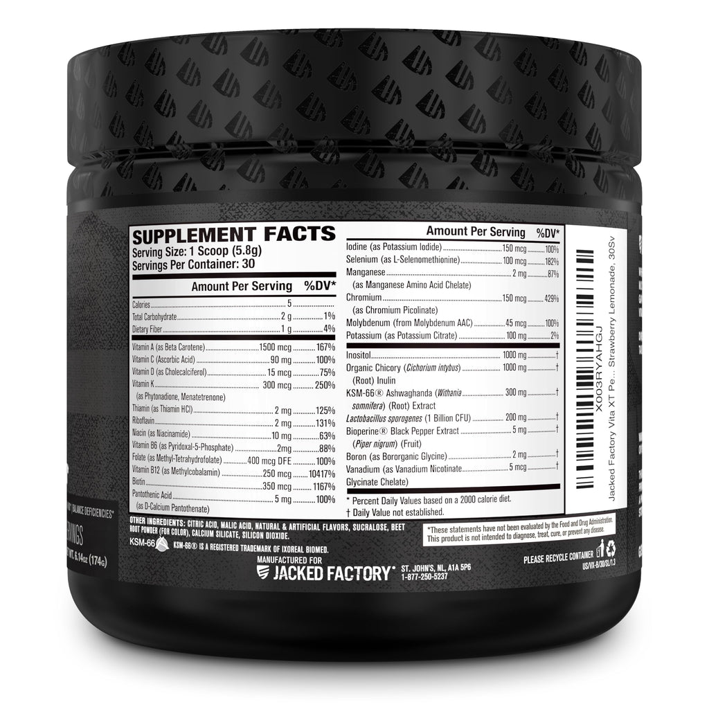 Jacked Factory Vita XT Performance Vitamin Powder – Daily Multivitamin for Men | Strawberry Lemonade, 30 Servings
