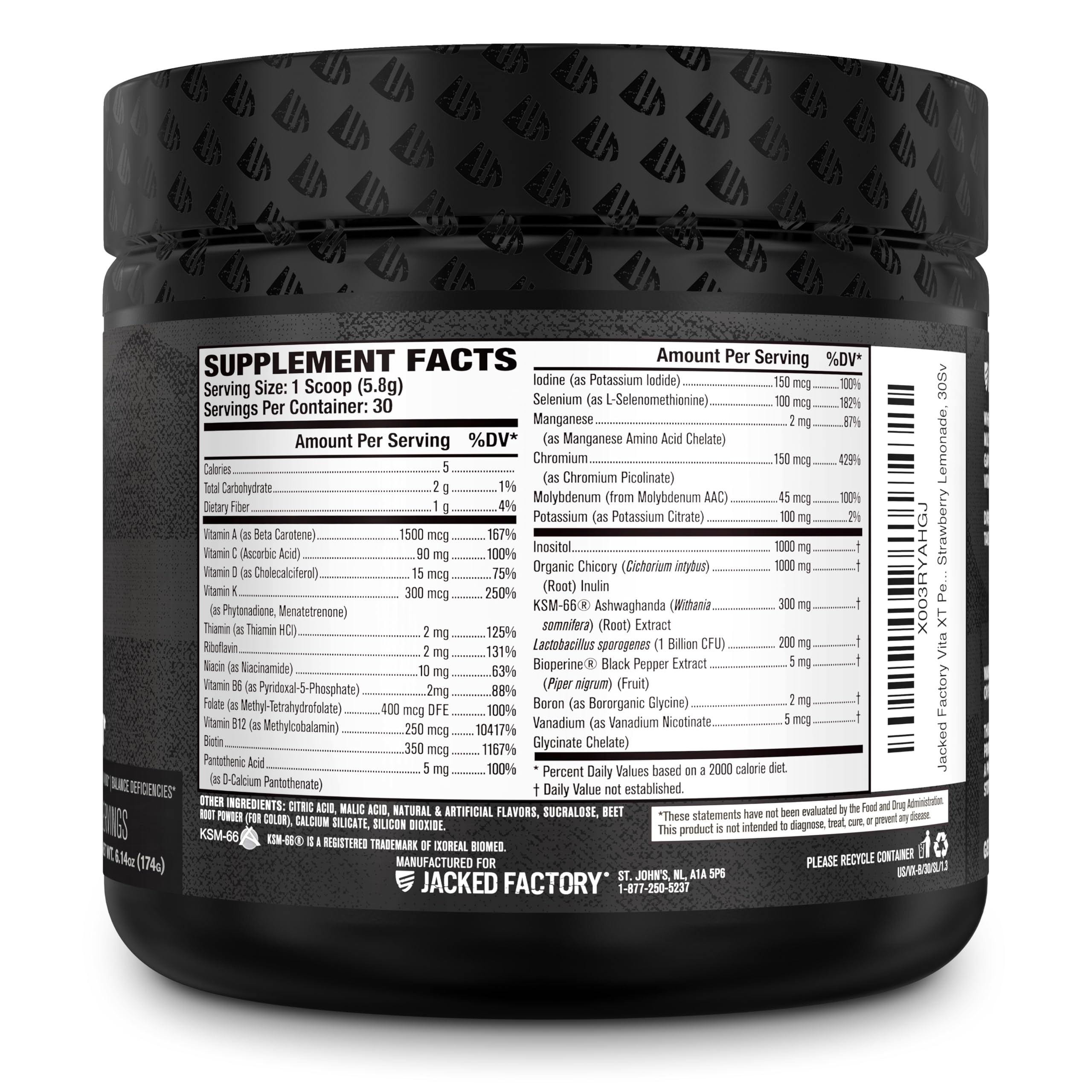 Jacked Factory Vita XT Performance Vitamin Powder – Daily Multivitamin for Men | Strawberry Lemonade, 30 Servings