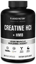 Jacked Factory Creatine HCL + HMB Capsules - Synergistic CON-CRET, myHMB, & Vitamin D Formula for Growth, Strength, & Reduced Muscle Breakdown - 150 Capsules