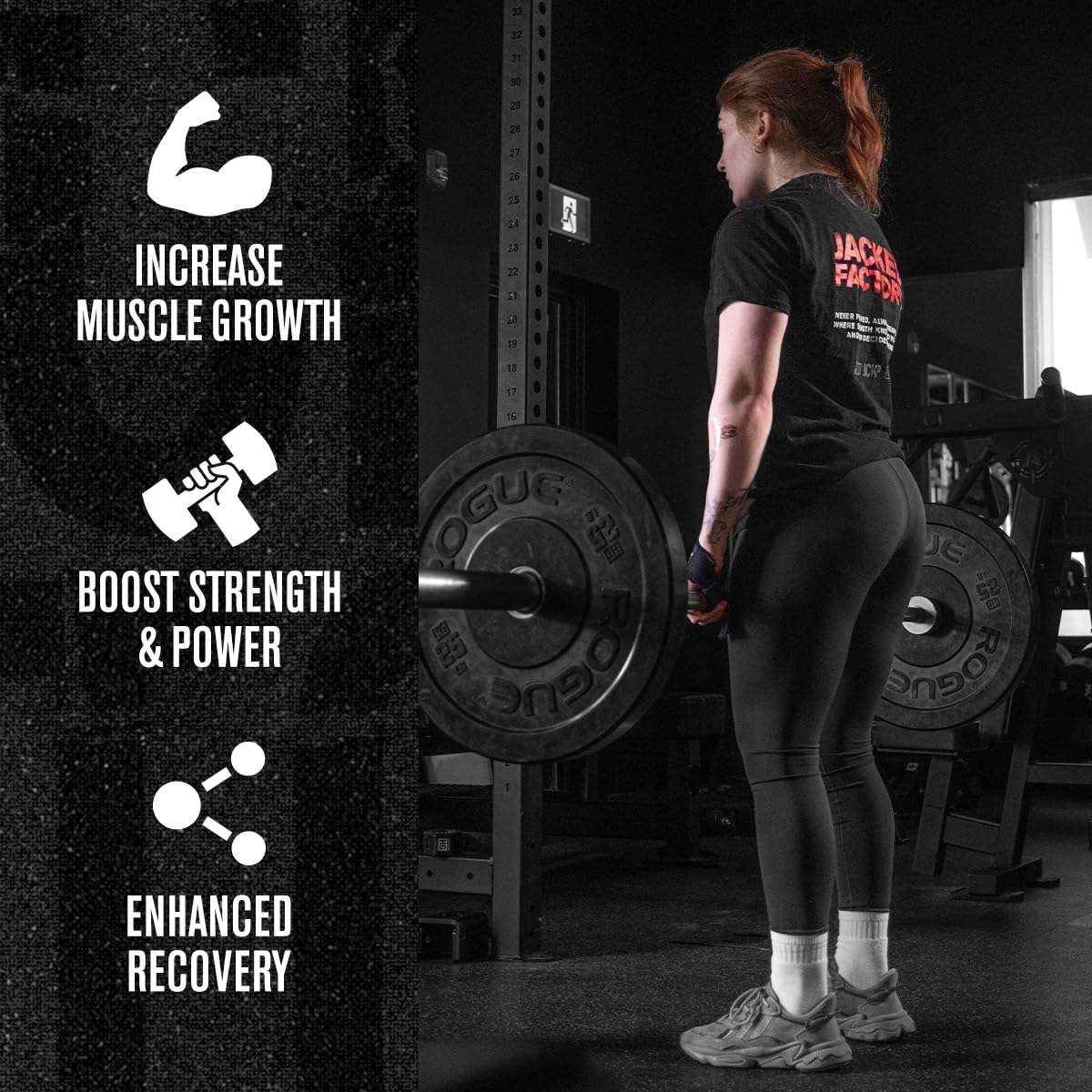 Jacked Factory Creatine HCL + HMB Capsules - Synergistic CON-CRET, myHMB, & Vitamin D Formula for Growth, Strength, & Reduced Muscle Breakdown - 150 Capsules