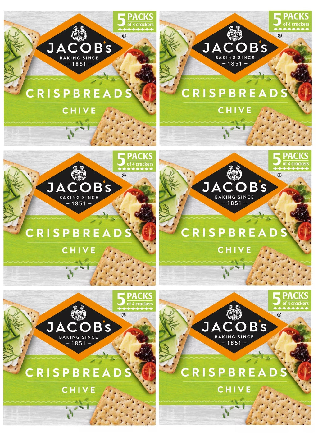 6 x Jacobs Crispbreads Chive 5Pk (190g)