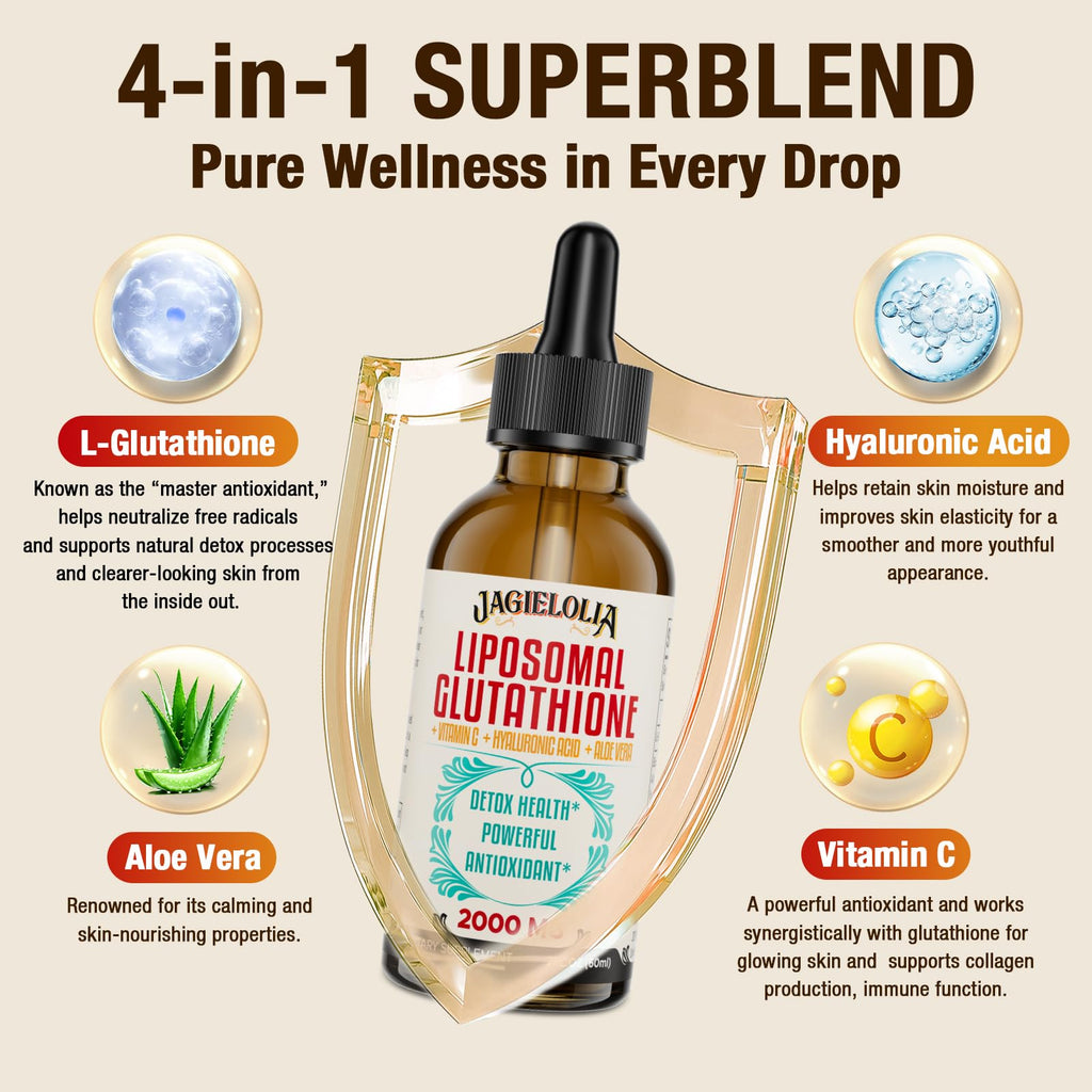 Jagielolia Liposomal Glutathione Liquid 2000mg – Antioxidant Drops for Energy