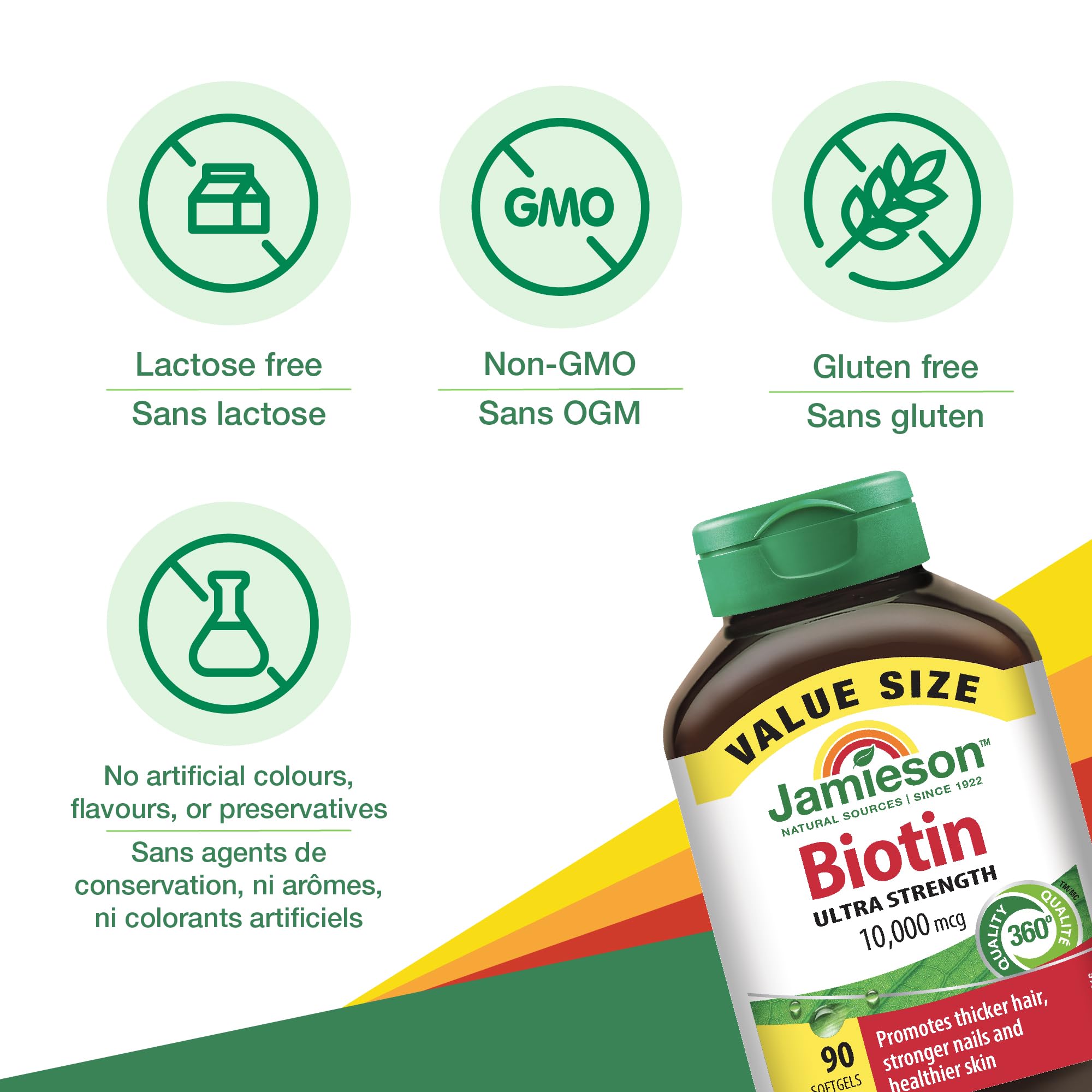 Jamieson Biotin 10,000 mcg – 90 Softgels (Value Size) | Ultra Strength Biotin