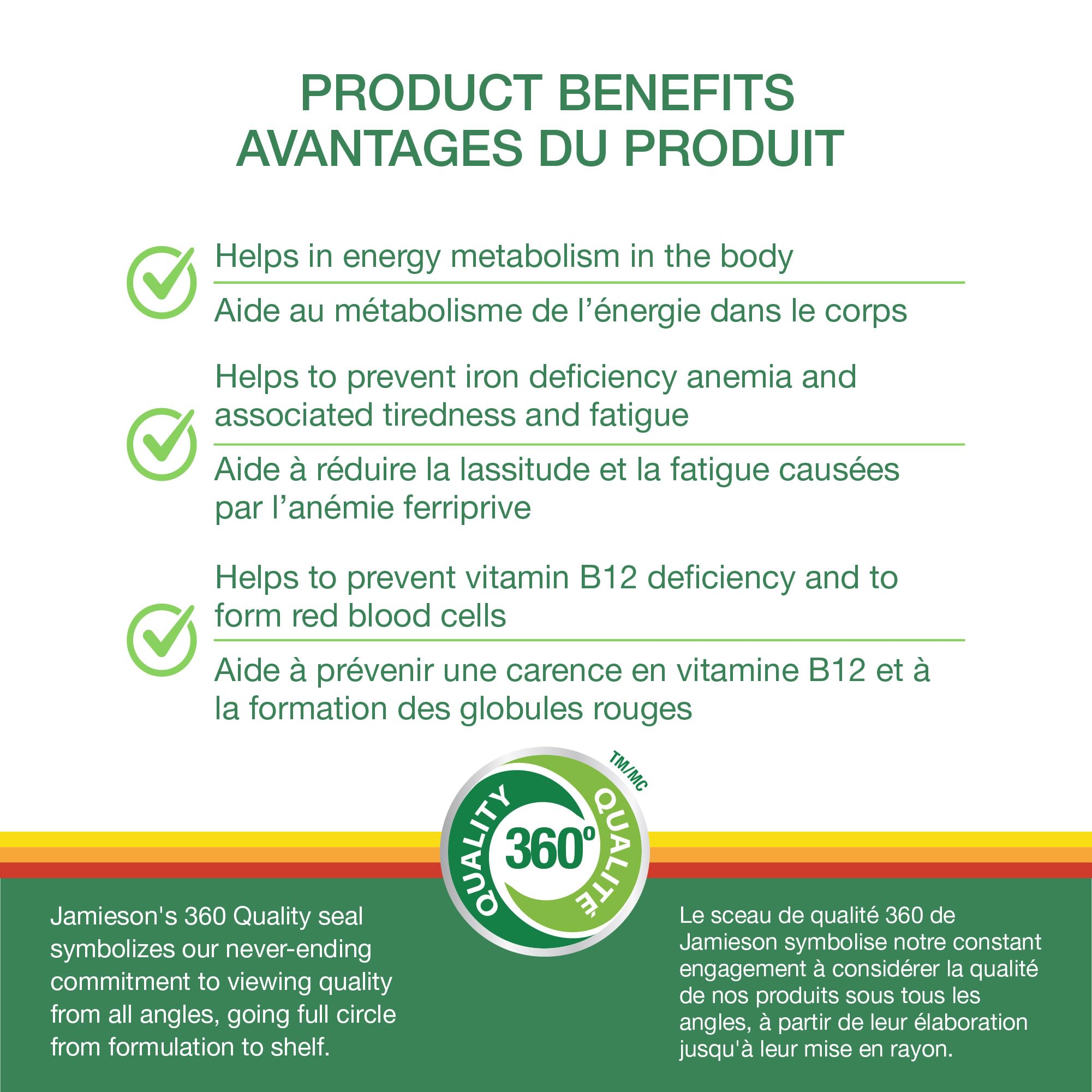 Jamieson Iron + Vitamin B12, 45 Chewable Tabs | Mango Lime Flavor | Gluten-Free