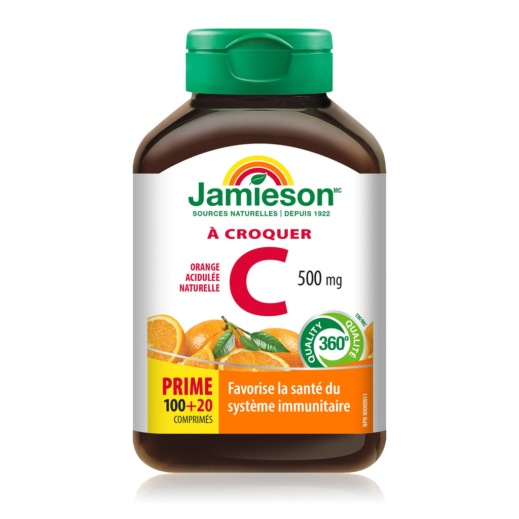 Jamieson Vitamin C Orange 500mg 120 Tablets - Chewable Vitamin C Supplement