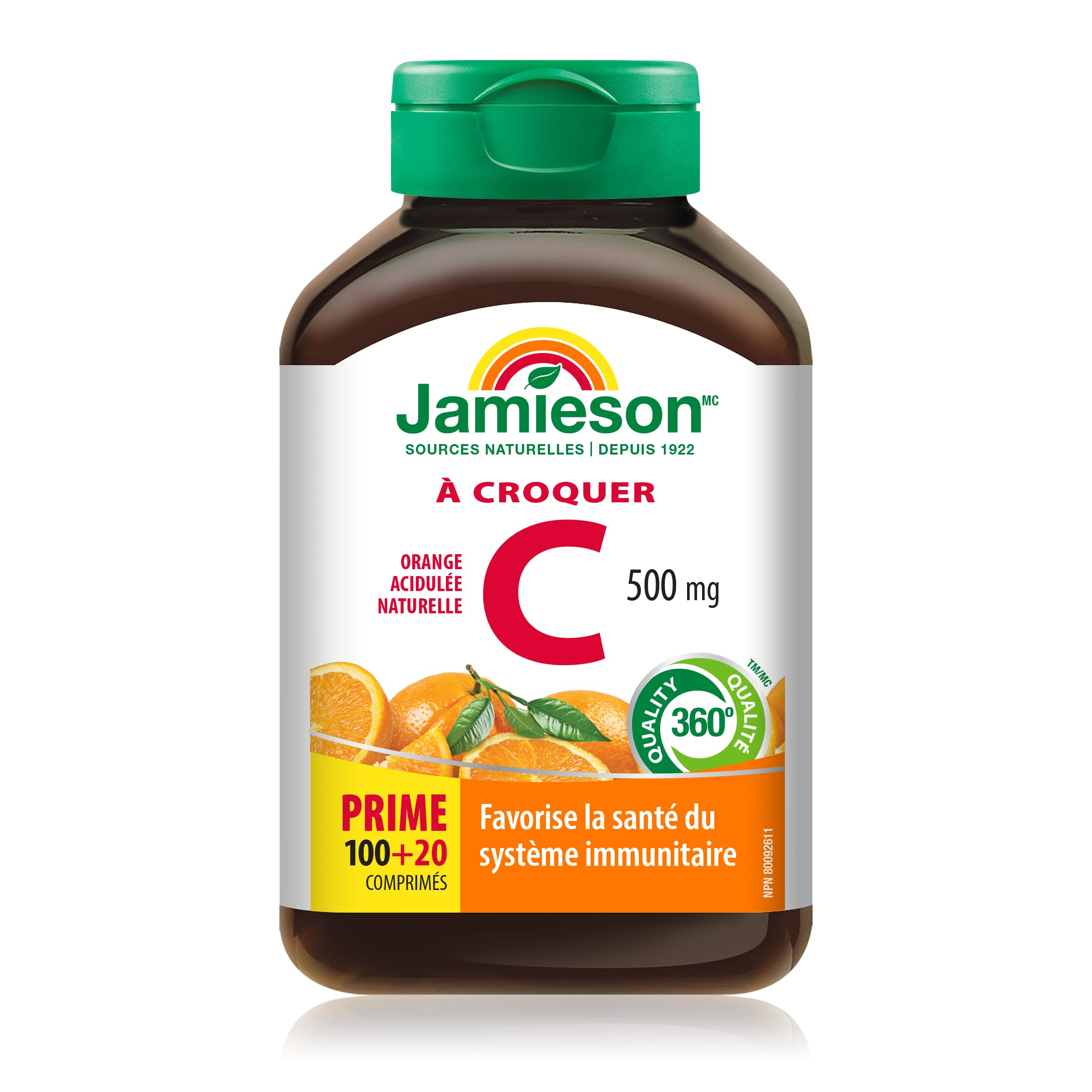 Jamieson Vitamin C Orange 500mg 120 Tablets - Chewable Vitamin C Supplement