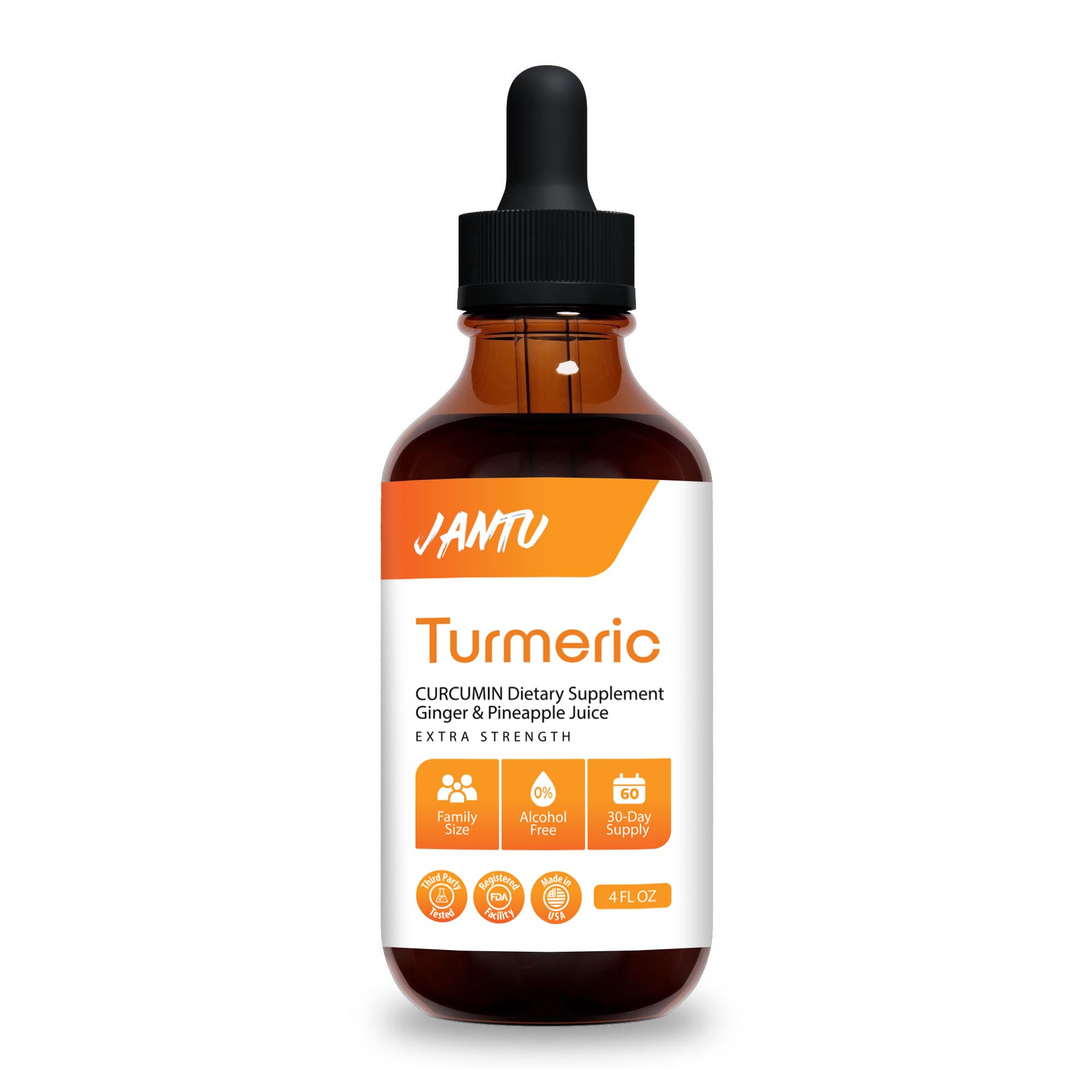 Jantu Liquid Turmeric Curcumin Drops with Ginger & Black Pepper – 480mg
