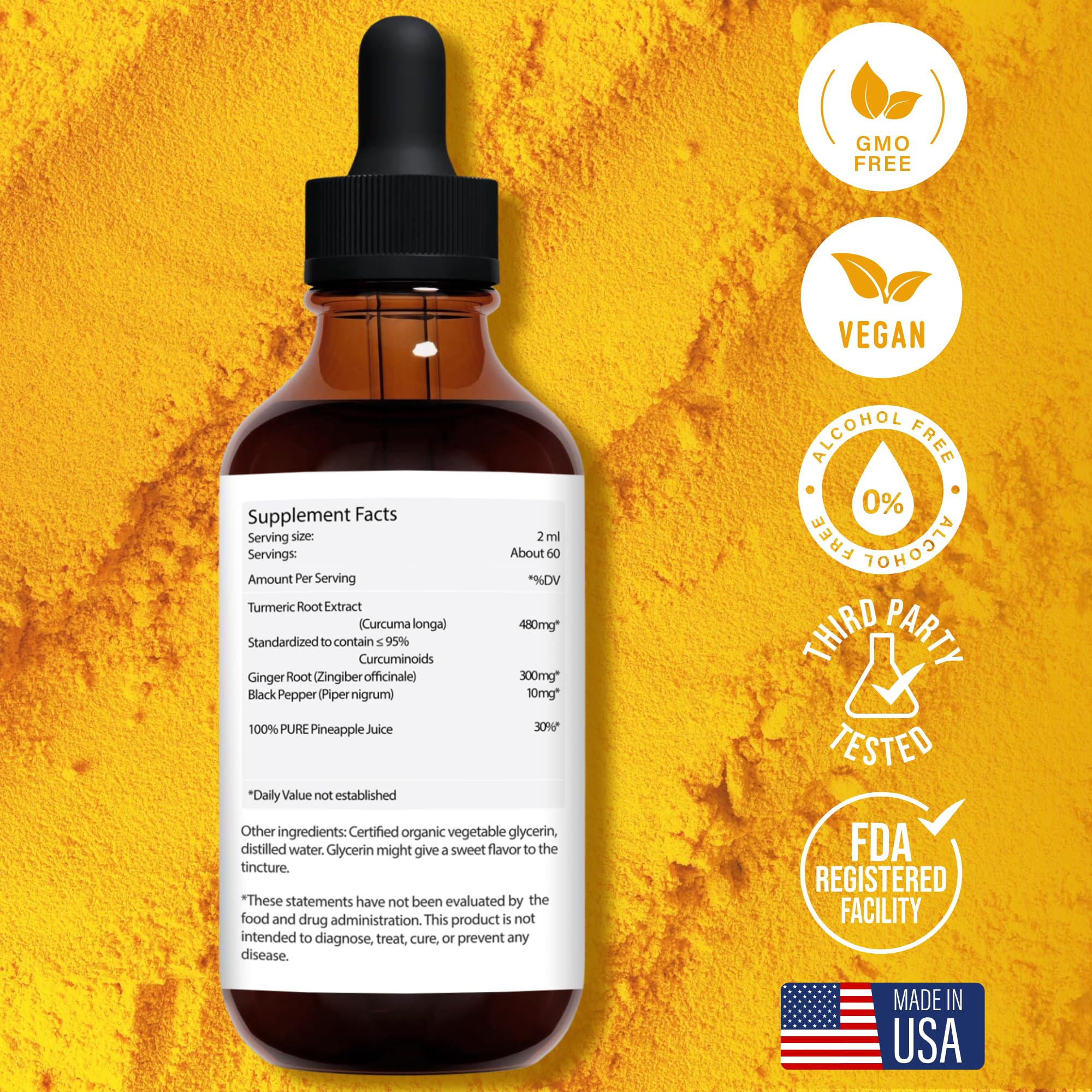 Jantu Liquid Turmeric Curcumin Drops with Ginger & Black Pepper – 480mg
